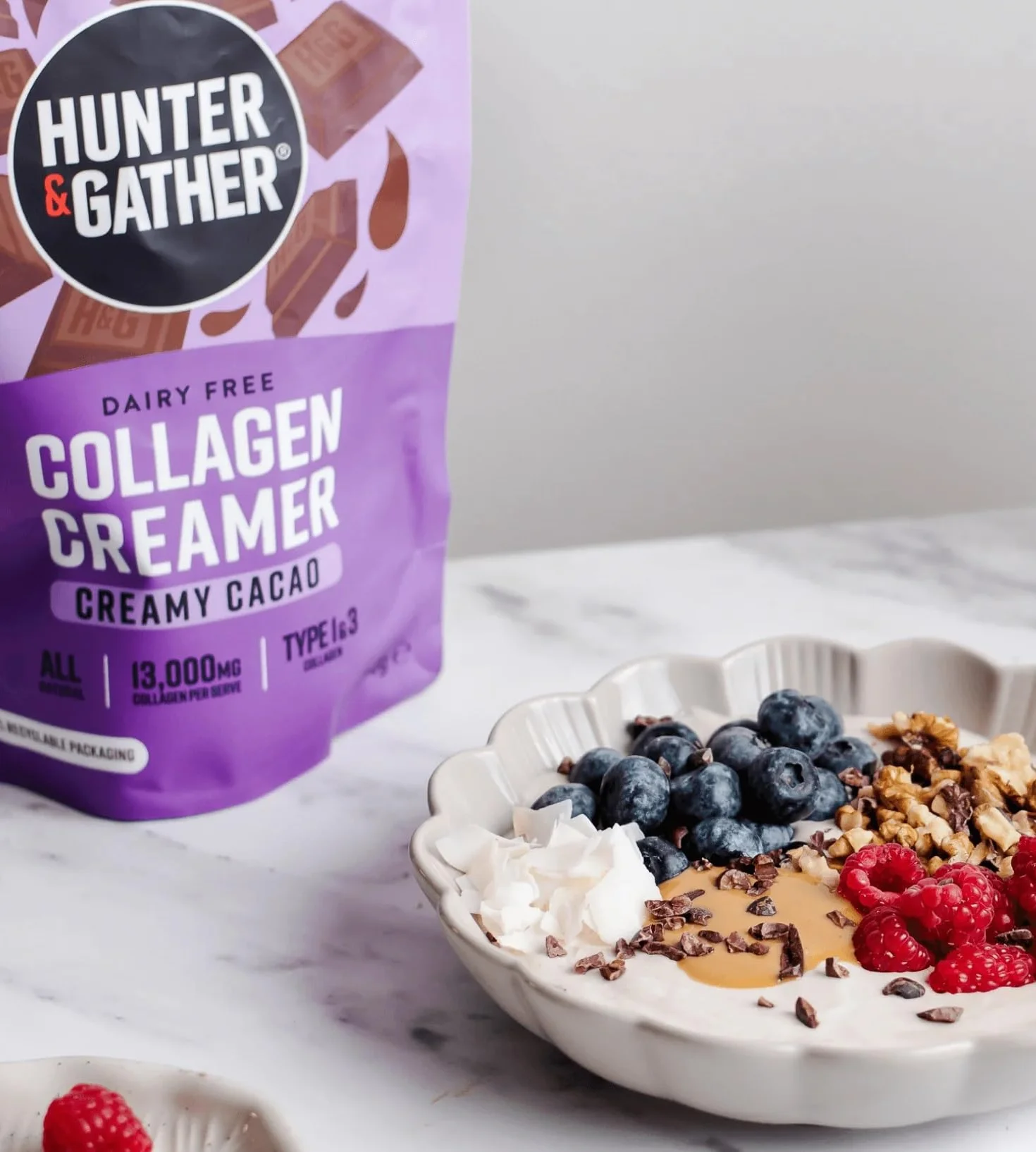 Hunter & Gather Colágeno Cacao 300g Péptidos de colágeno bovino alimentados con pasto Sin lácteos