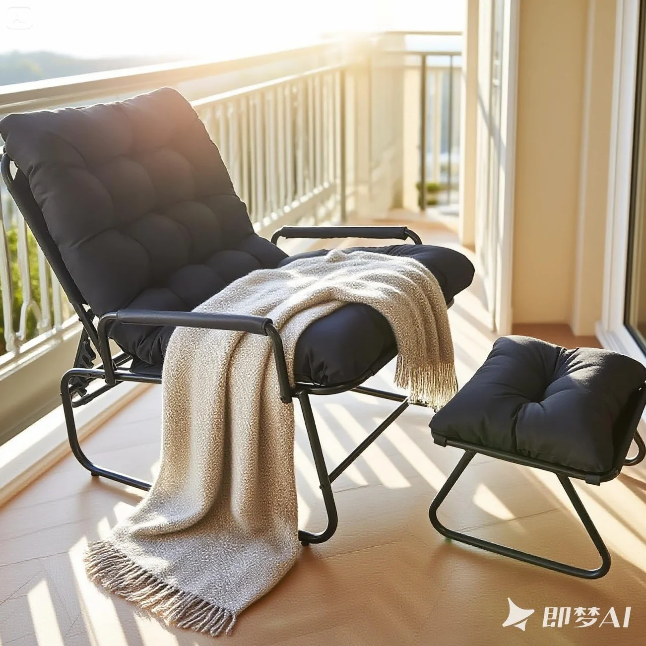 Sillón Reclinable con Reposapiés, Respaldo Ajustable en 4 Niveles, Sillon Relax, Poltrona Sala, Sillon de Lectura, Adecuado para Sala de Estar, Dormitorio, Balcó (Negro)