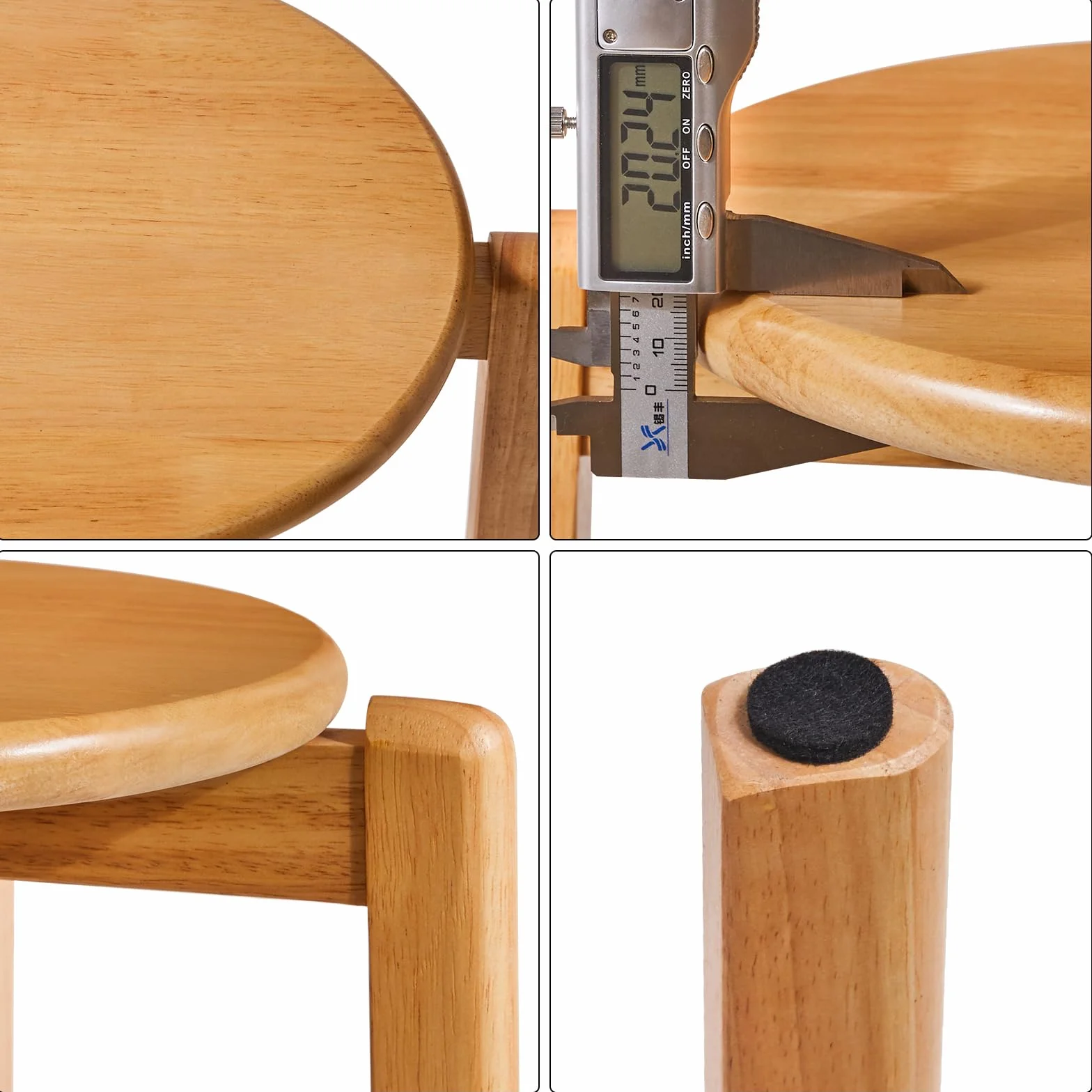 YMYNY Juego de 4 Taburetes Redondos de Madera, Taburetes de Bar Silla, Apilable de Madera Antideslizante, Taburete Pequeño, para Cocina, Oficina, salón, 27×27×45CM Color Natural HBD026N-4