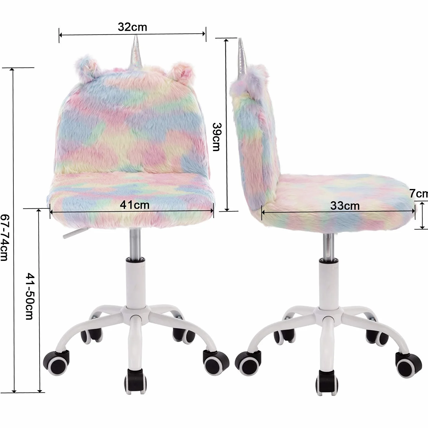 Wahson Silla Infantil Escritorio de Piel Sintética,Silla Giratoria Altura Ajustable de Estudio para Niños/Juvenil(Colorido)