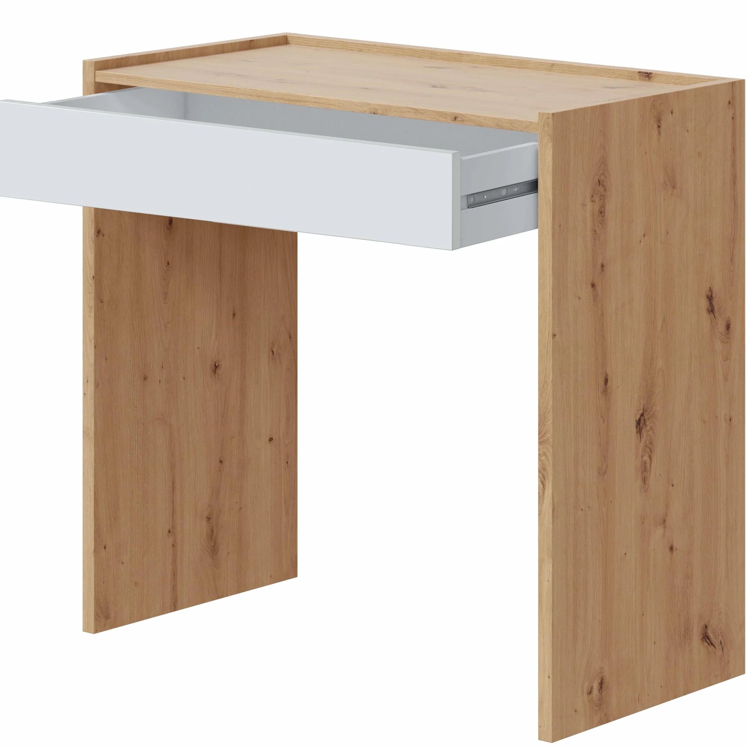 Habitdesign Mesa de Estudio Noa con Cajon 81,5x40x77cm Blanco Artik Roble Nodi
