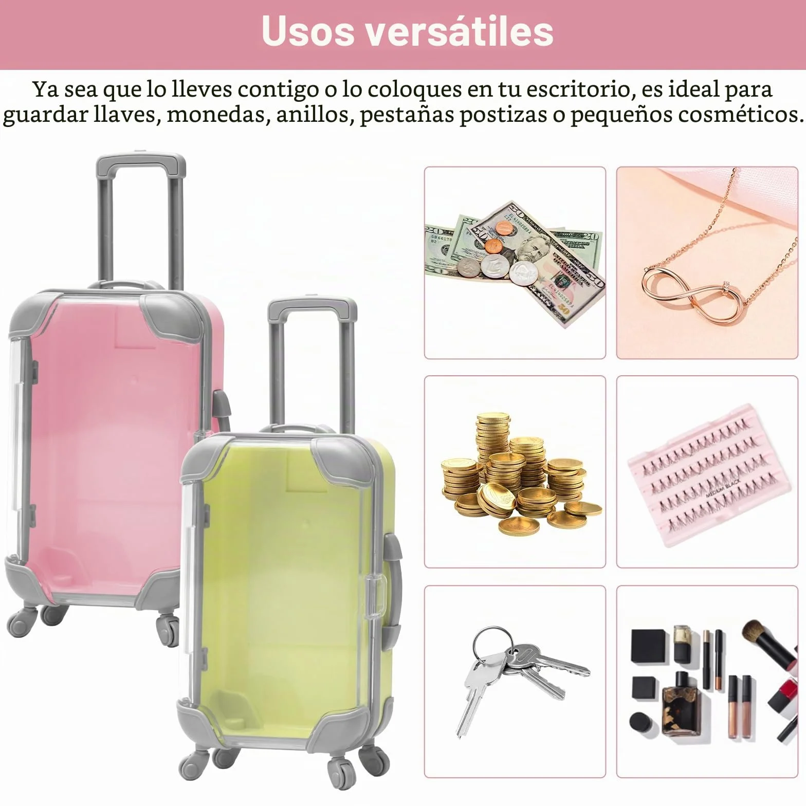 VOSSOT Mini Maletas Pequeñas con Ruedas y Asa, Regalo Original Dinero para Vacaciones Viaje Bodas