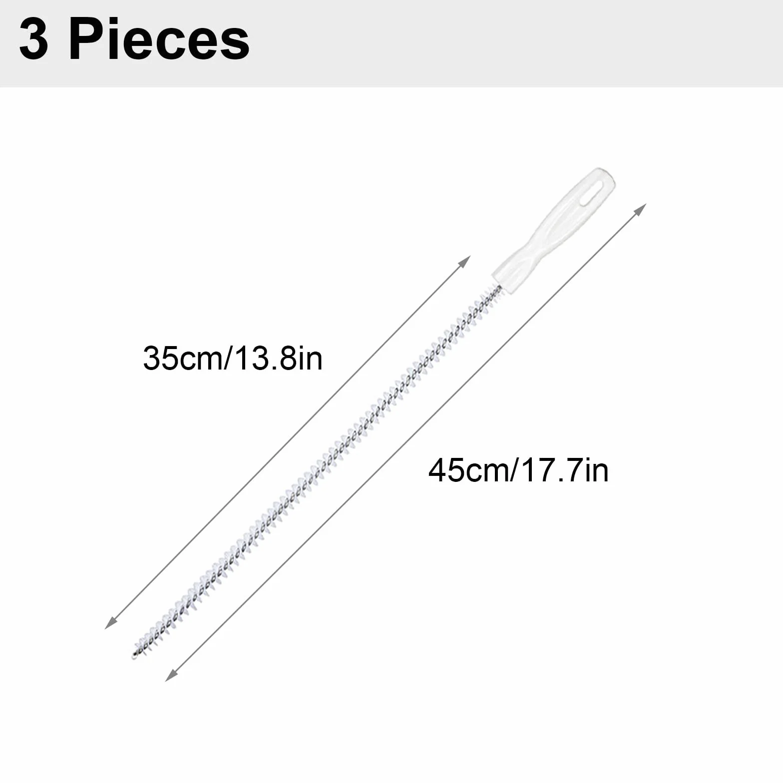 KEYRI 3 Piezas Cepillo de Limpieza para Desagüe, Flexible 45cm Cepillo de Limpieza de Tuberías, Herramienta de Drenaje para Eliminar Pelos y Desatascar, para la Limpieza de Baño Cocina (3 Piezas)