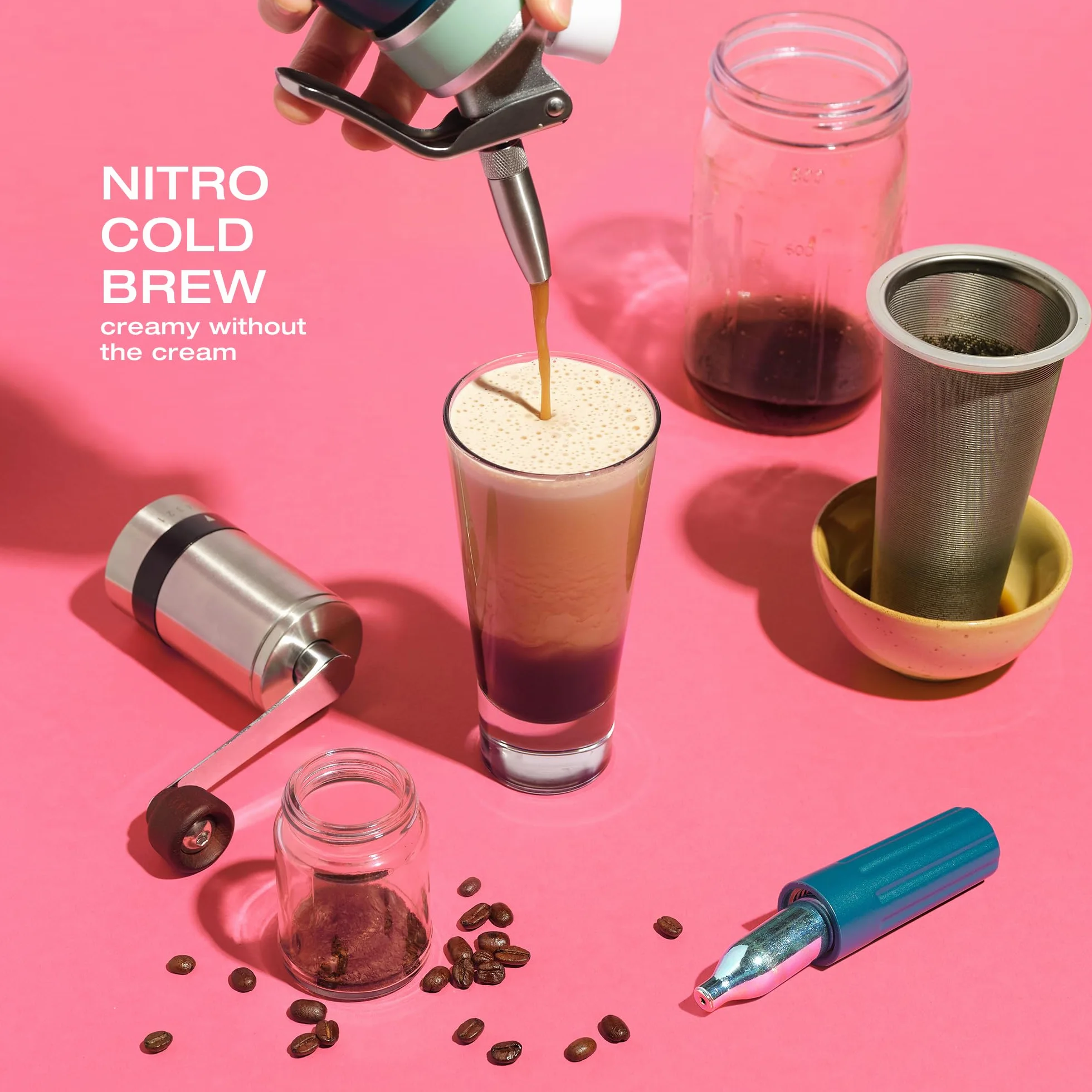 Nitro Kafo Cafetera Nitro de 1 litro, aluminio Cold Brew con boquilla difusora especial, 1 cuarto de galón/1 litro, incluye