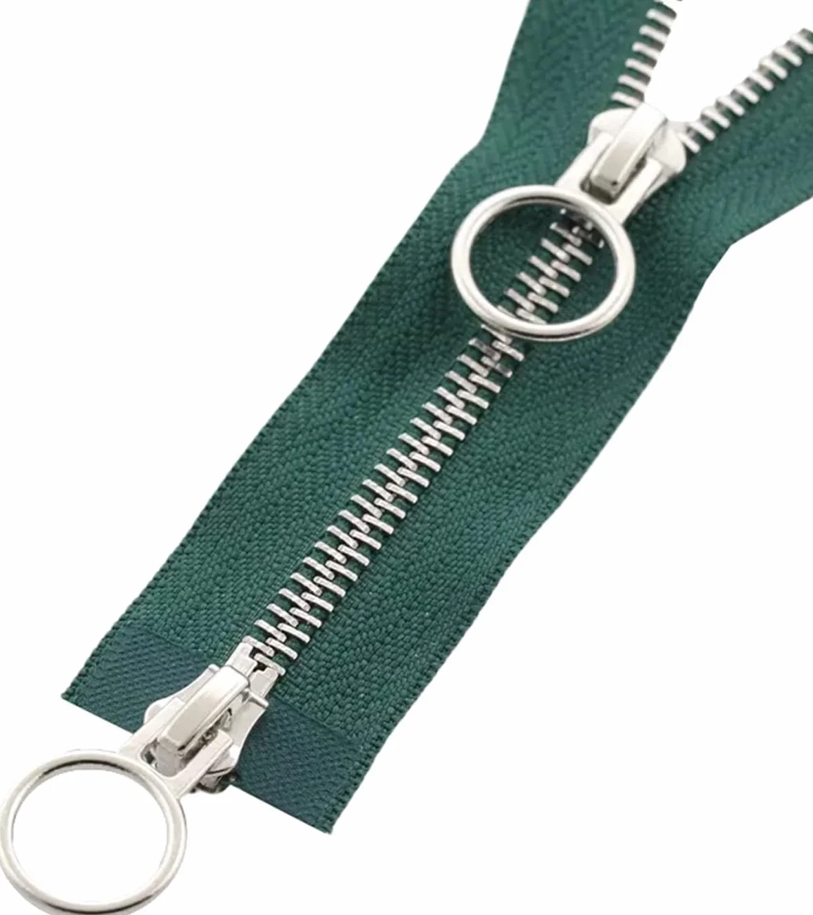 Cremallera metálica con cierre automático de extremo abierto, deslizadores dobles, 5#, for abrigo, chaquetas de plumón, costura, 1 ud.(Green,90cm)