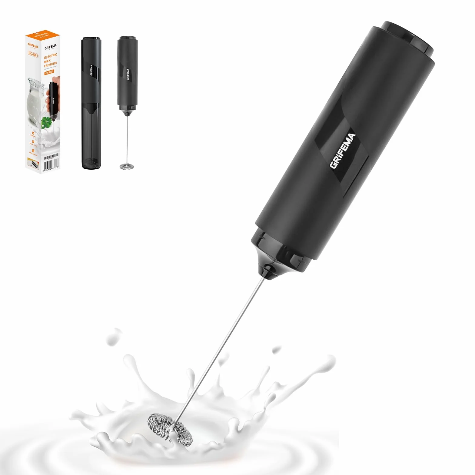 GRIFEMA Batidora Espumador Leche Eléctrica 13000 RPM, Portátil para Cappuccino, Café, Matcha