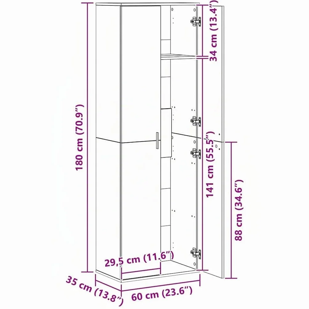 vidaXL Highboard Roble Artisan 60 x 35 x 180 cm Madera contrachapada, Amplio Almacenamiento, Moderno aparador de Madera, diseño Elegante, Unidad con Estilo, organización en casa