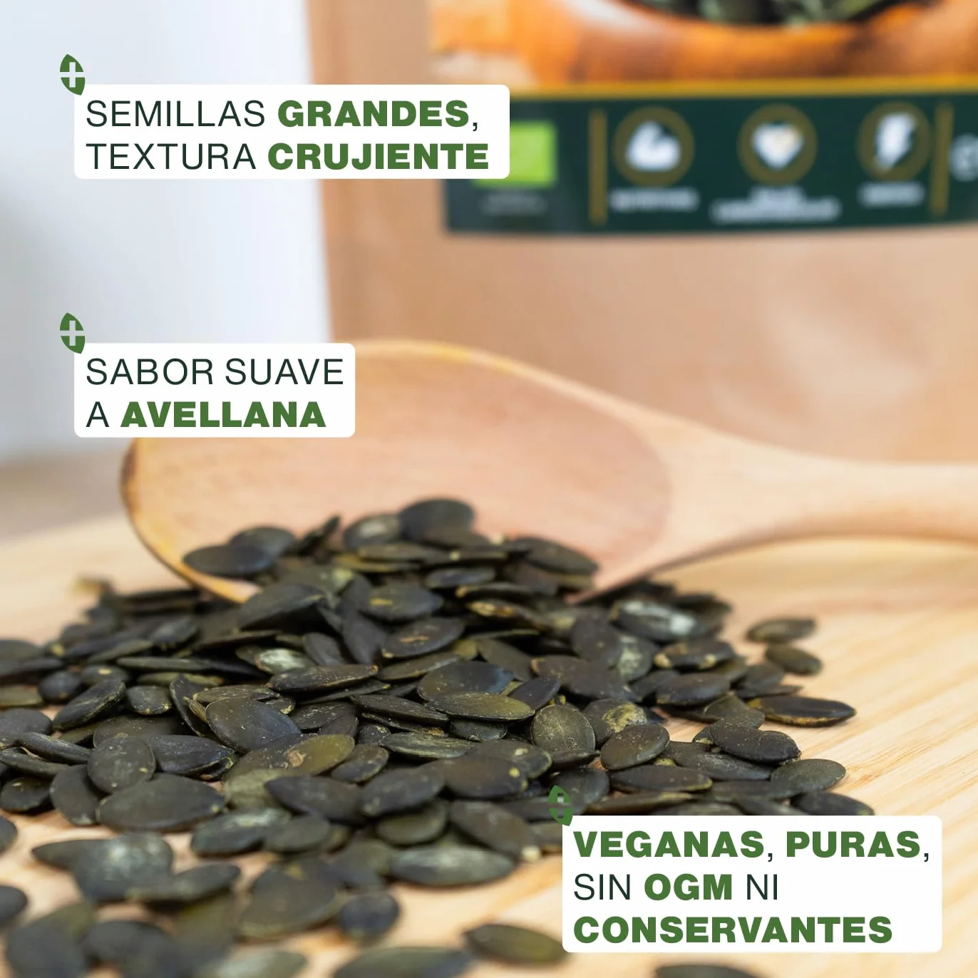 Semillas de Calabaza BIO 1kg Origen Europa Pipas de Calabaza 100% Orgánicas Peladas sin Sal