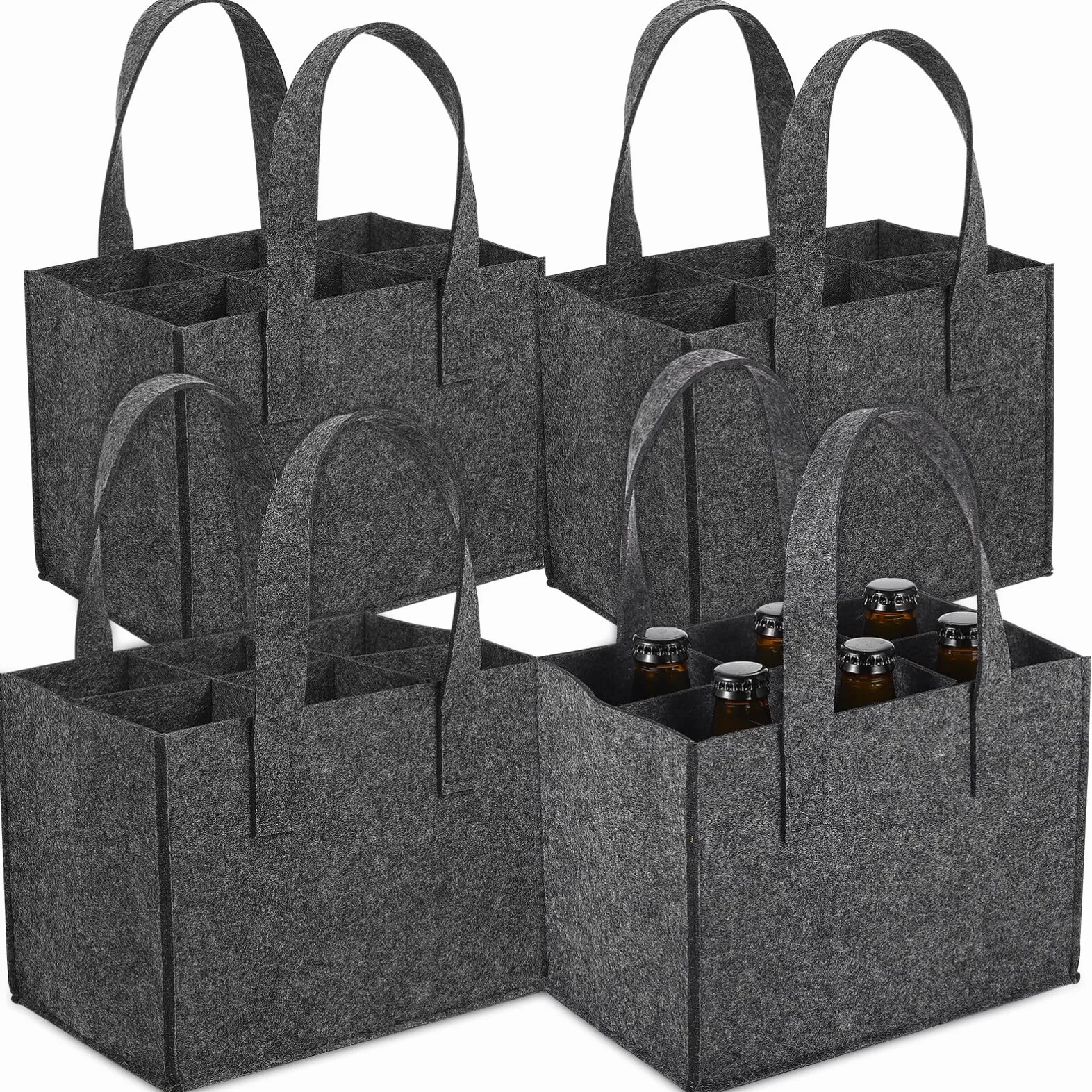 Cabilock Bolsa de Mano para Transportar Botellas de Vino 4 Unidades de Fieltro Grueso para Guardar Vino Portátil para Viajes Camping Picnic