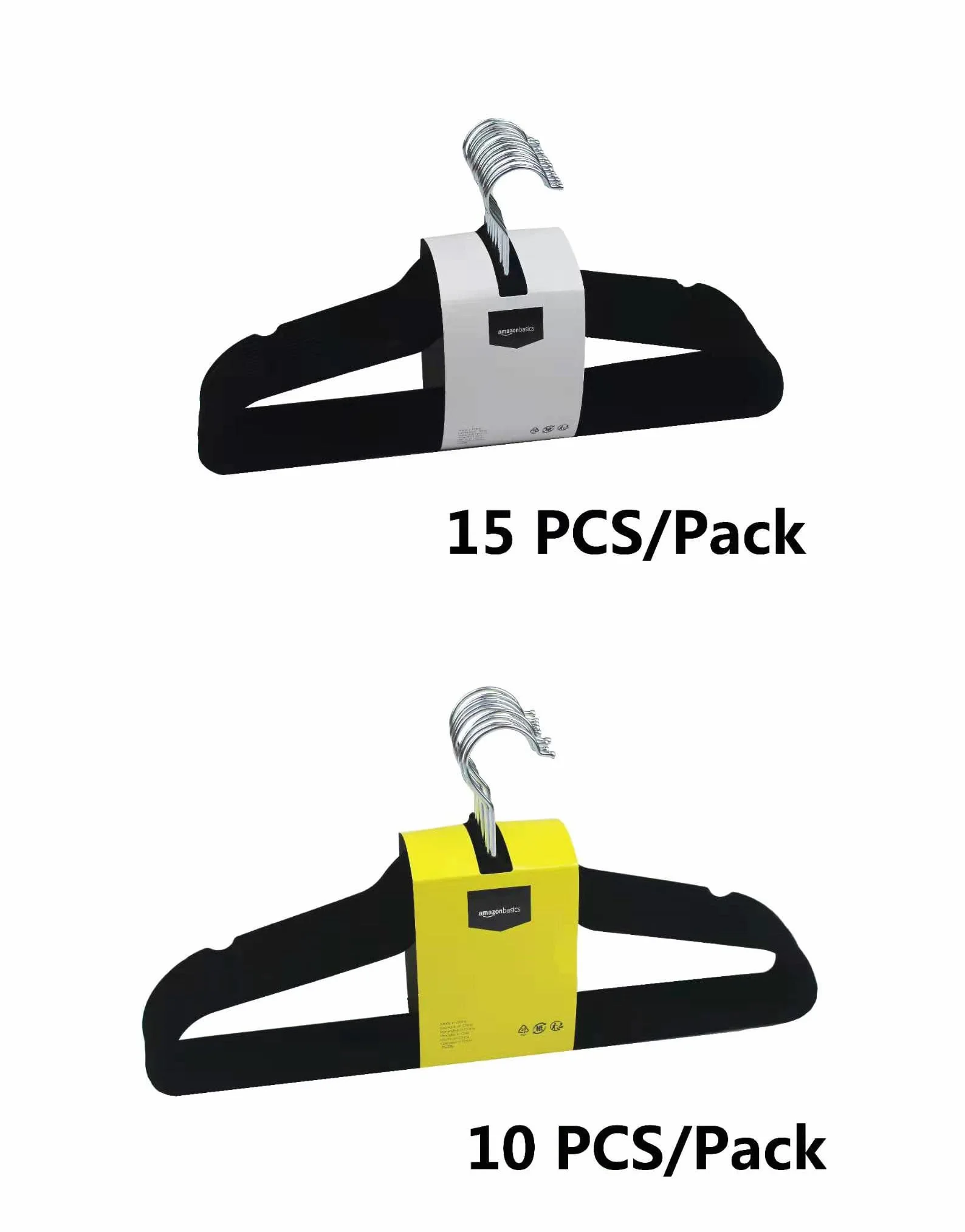 Amazon Basics Perchas de terciopelo para trajes Paquete de 50 Negro