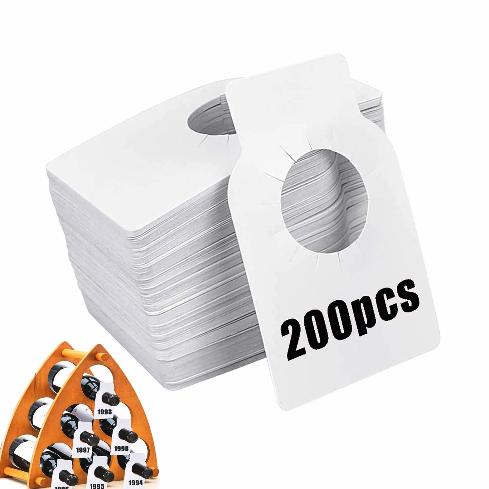 200Pcs Etiquetas para Botellas de Vino, Plástico, Blancas, para Champán y Bebida