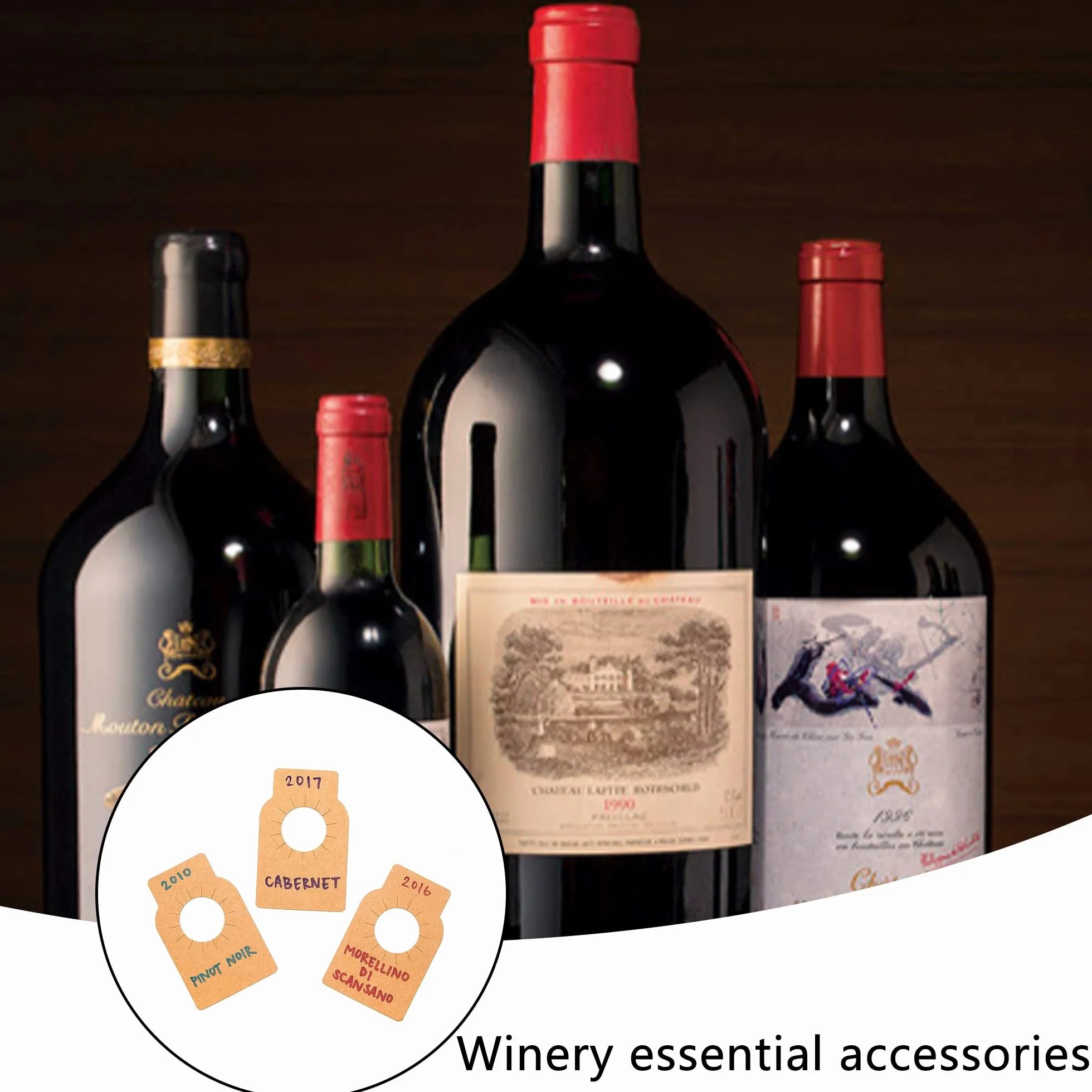 Etiquetas de papel Kraft para botellas de vino - 100 unidades