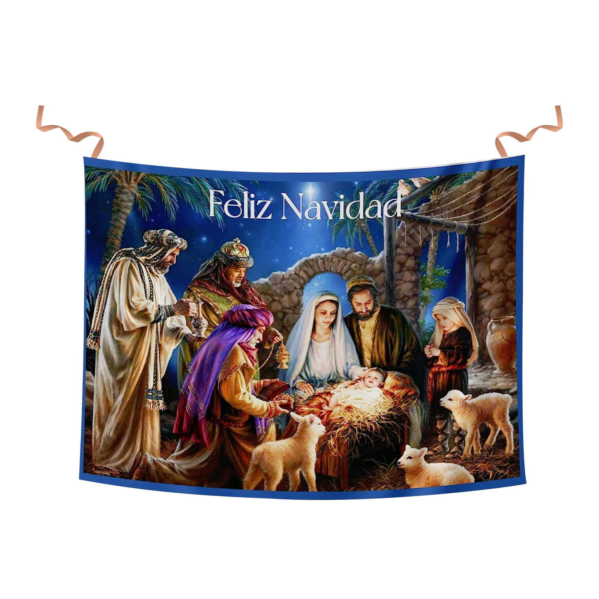 Balconera Navidad El niño Dios ha nacido Decoración navideña colgadura religiosa niño Jesús tela 100x70 cm