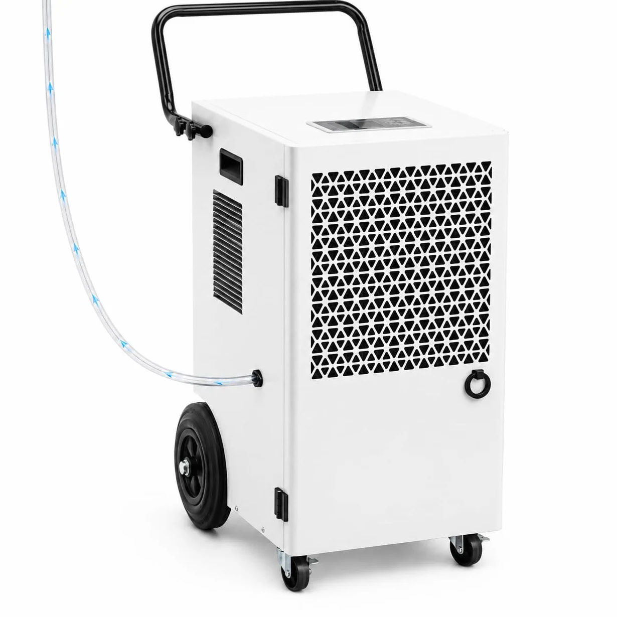 Deshumidificador Eléctrico Grande Industrial 120L/Día: Deshumificadores de Humedad con Bomba Compresor y Manguera de Drenaje 300m²/600m³ Cubierta Portátil Temporizador 24H Secado de Lavandería