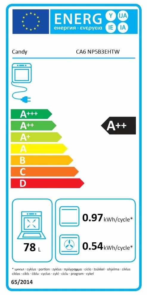 Candy C-Bake 800 CA6 NP5B3EHTW Horno Multifunción 78L WIFI 12 Funciones Blanco