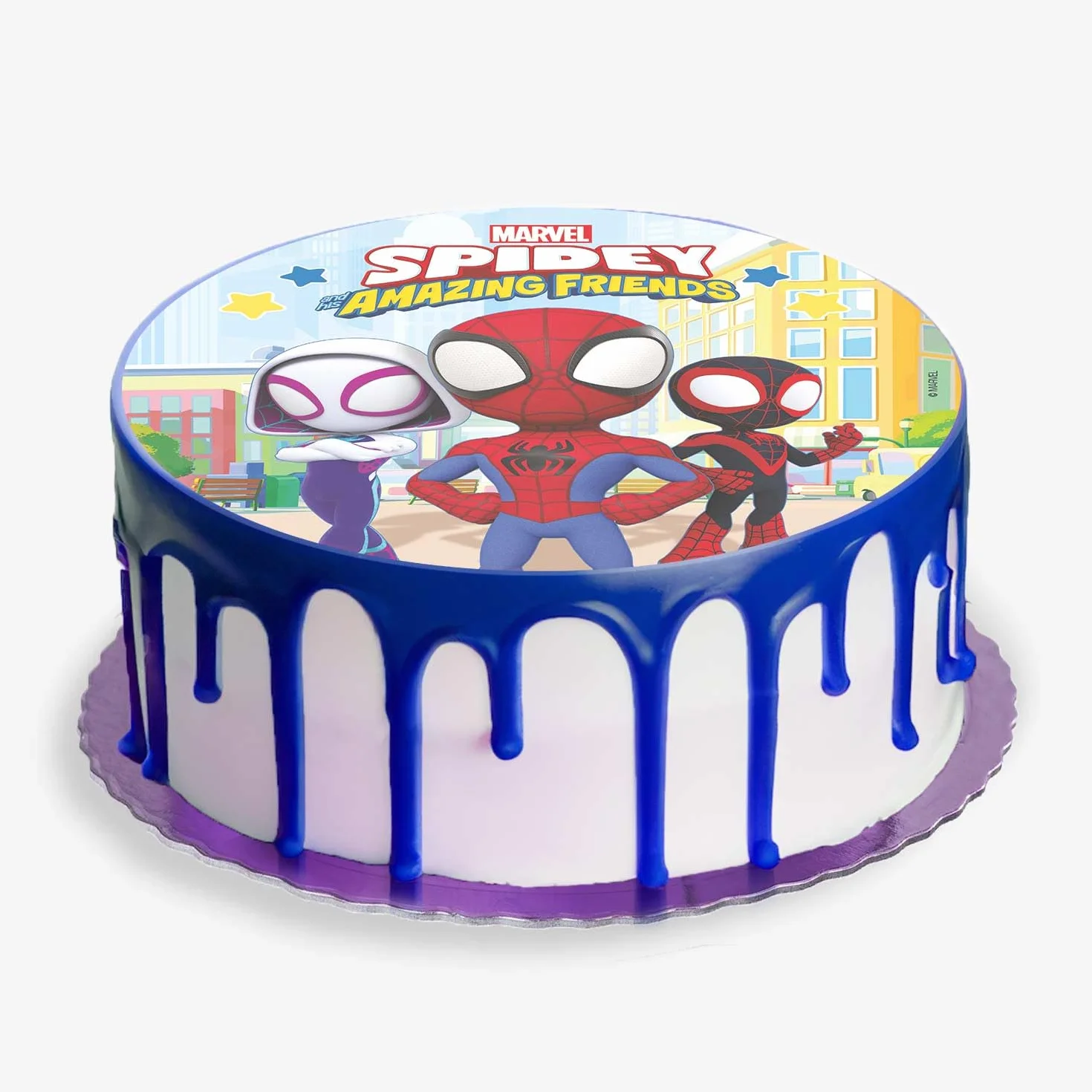 Cake Topper Spidey 20 cm Disco Oblea Comestible Decoración Tartas Cumpleaños Infantiles Sin Gluten Sin Azúcares Añadidos Sin Lactosa