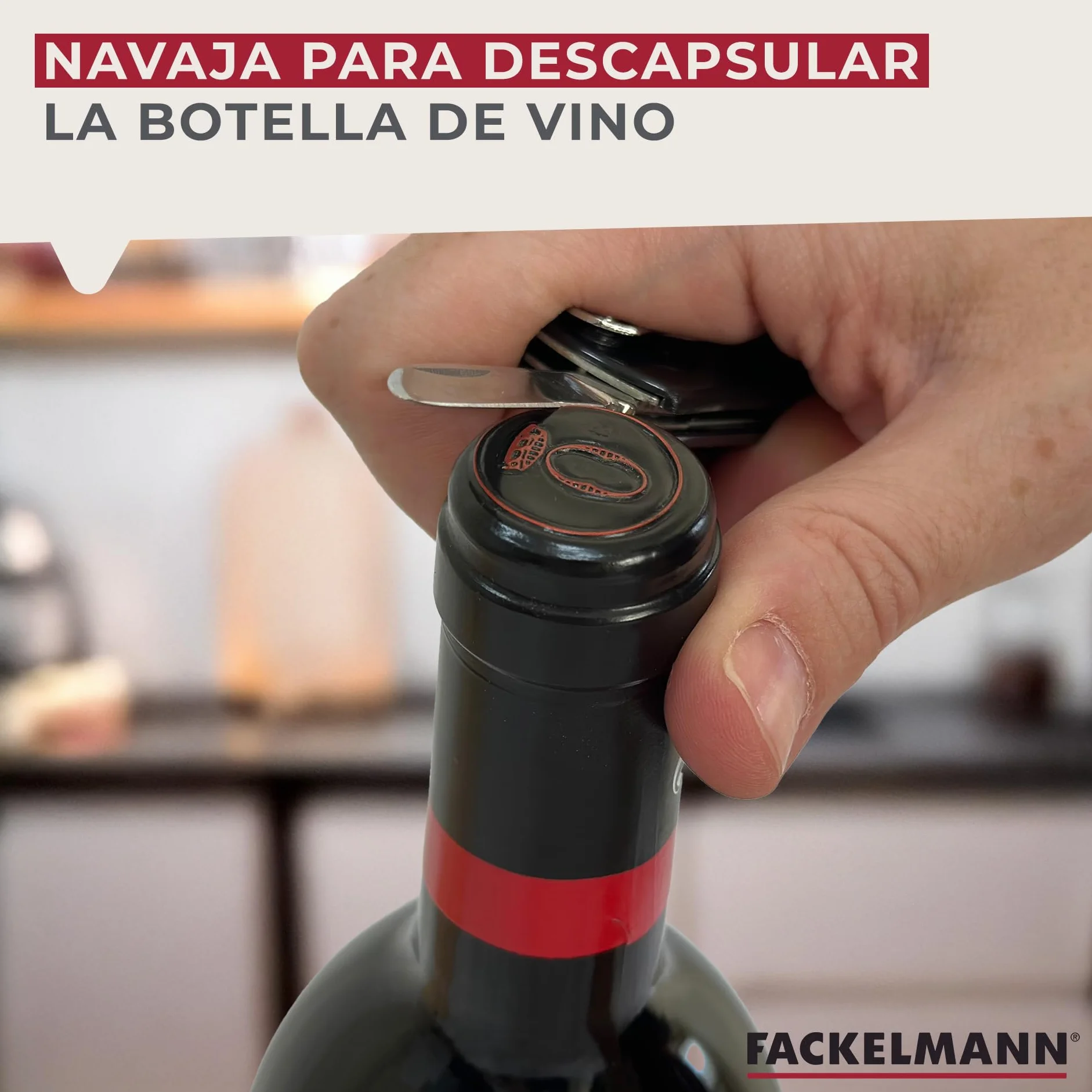 FACKELMANN Sacacorchos Camarero Multifuncional, 13,5x8x1 cm, 1 Ud