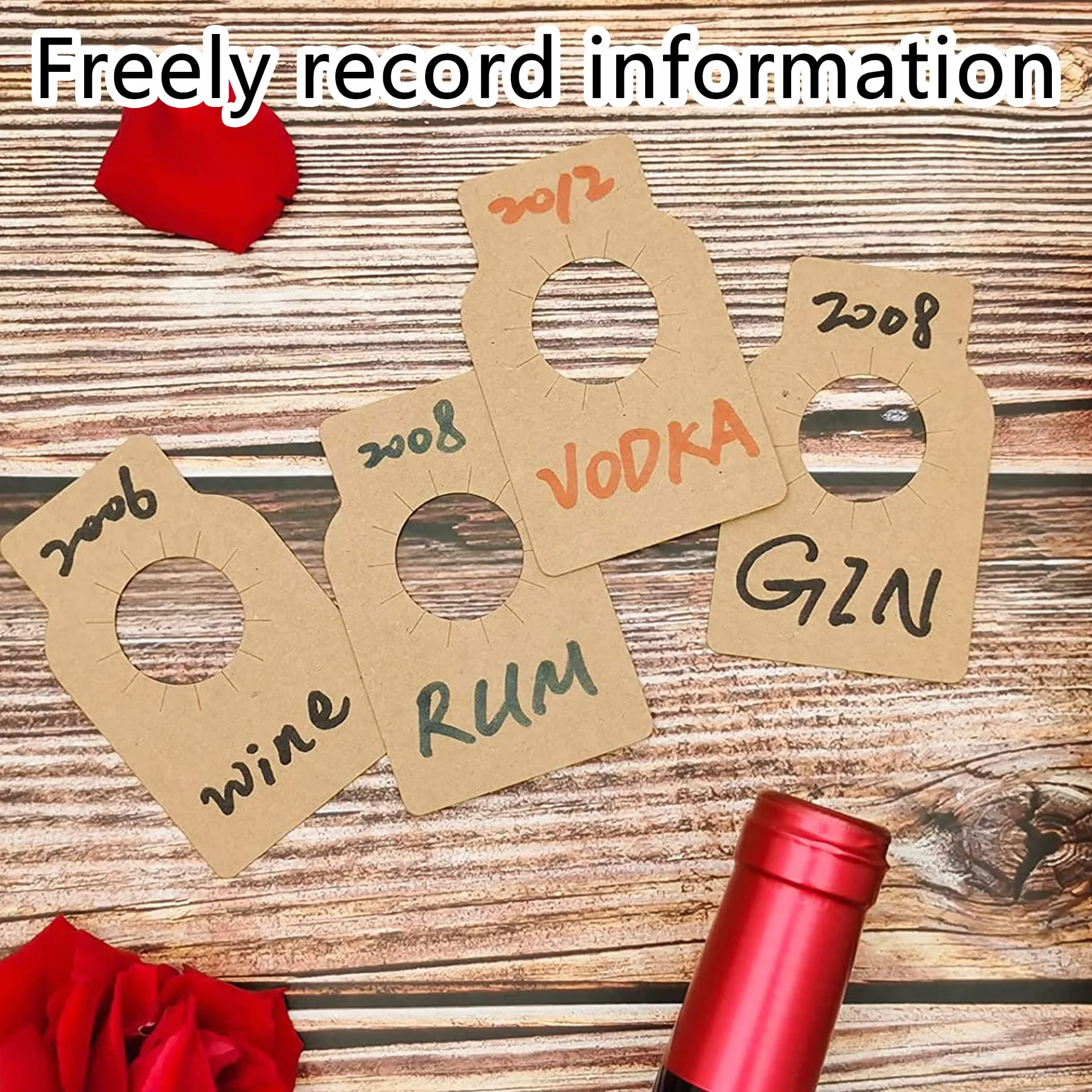 Etiquetas de papel Kraft para botellas de vino - 100 unidades