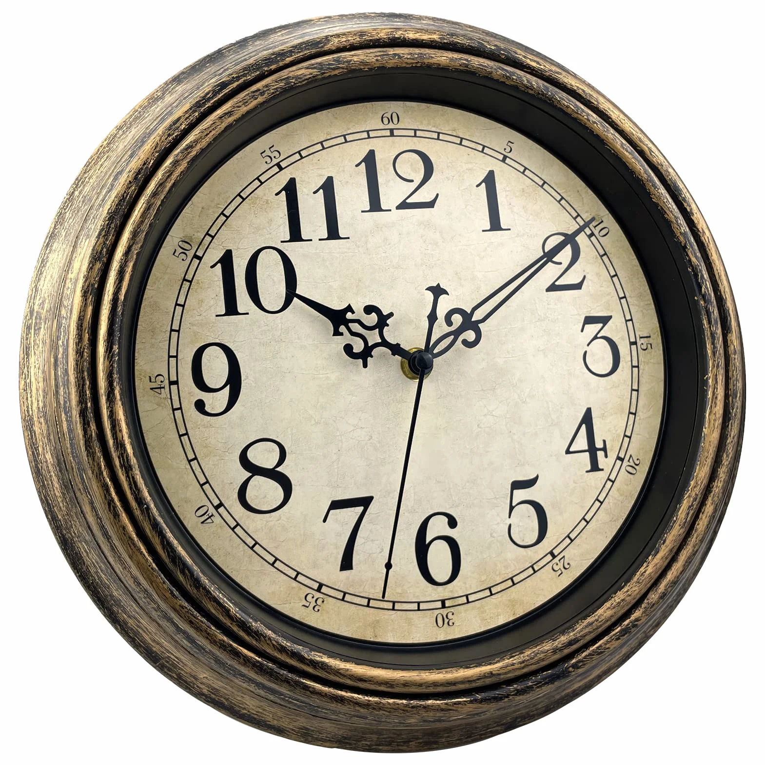 Plumeet Reloj de Pared Retro Pequeño, Silencioso Clásico 25cm sin Tic-TAC