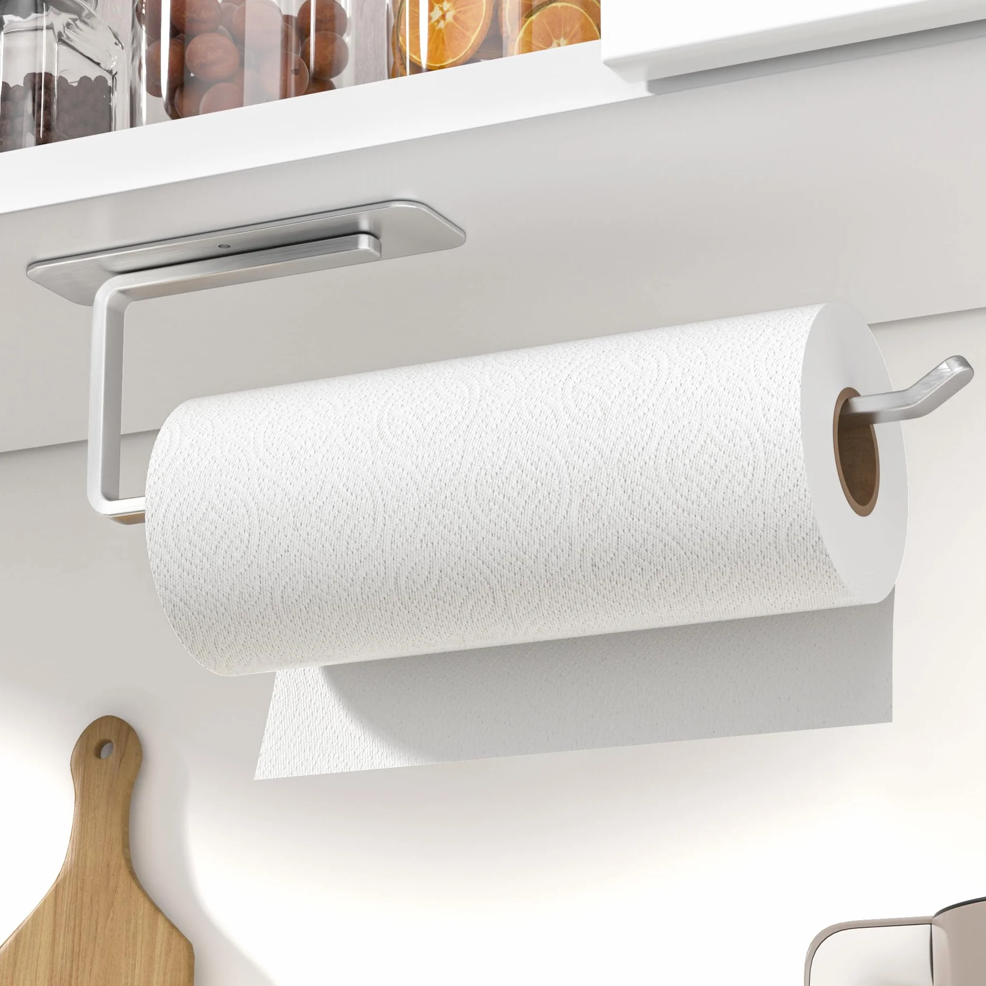 Portarrollos Papel Cocina de Aluminio para Montaje en Pared Plateado