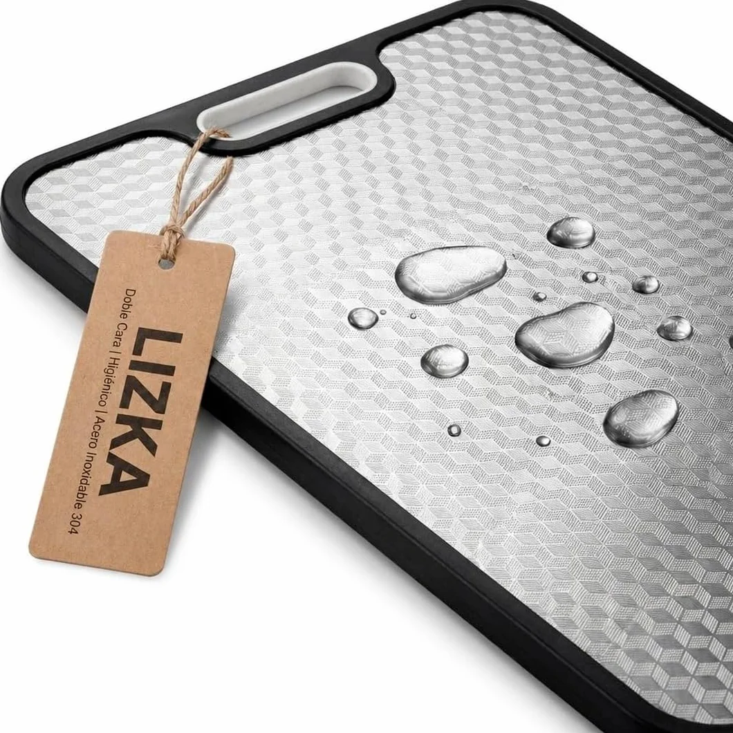 Tabla de Cortar Acero Inoxidable Doble Cara 38x26cm Apta Lavavajillas