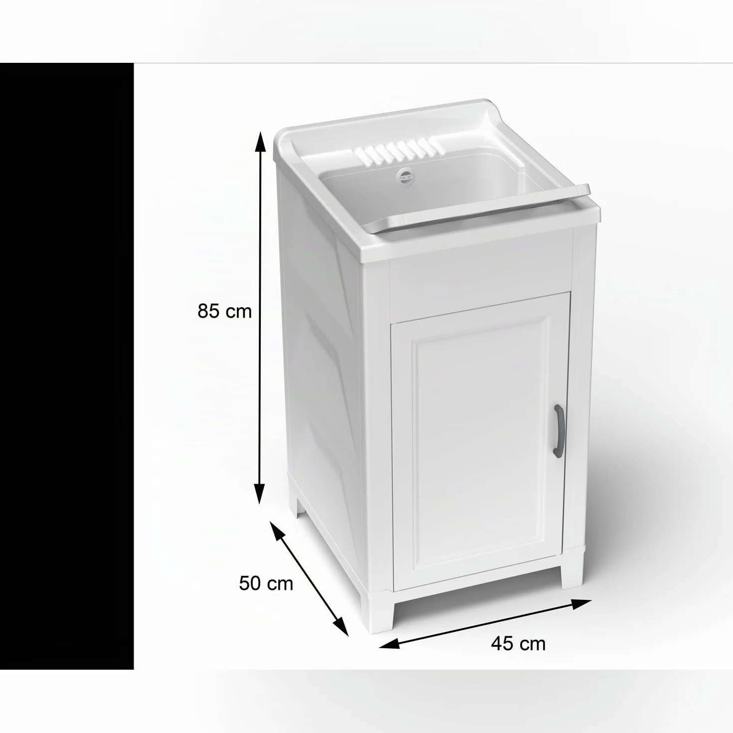 Mueble de 45 x 50 cm, kit de lavabo de resina y PVC, color blanco