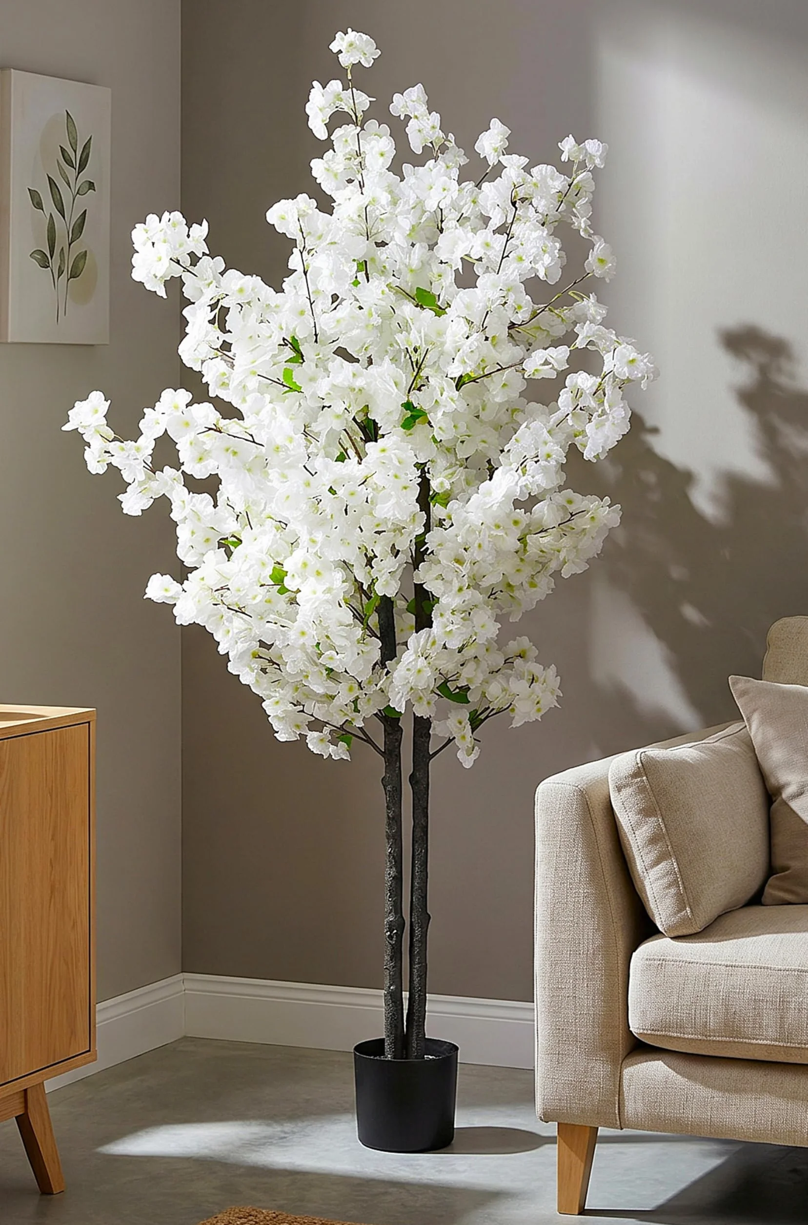 Árbol de Flor de Cerezo Artificial Planta Artificial de árbol de Cerezo Planta de Interior de árbol de Flor de Cerezo Artificial (Blanco 160 cm)