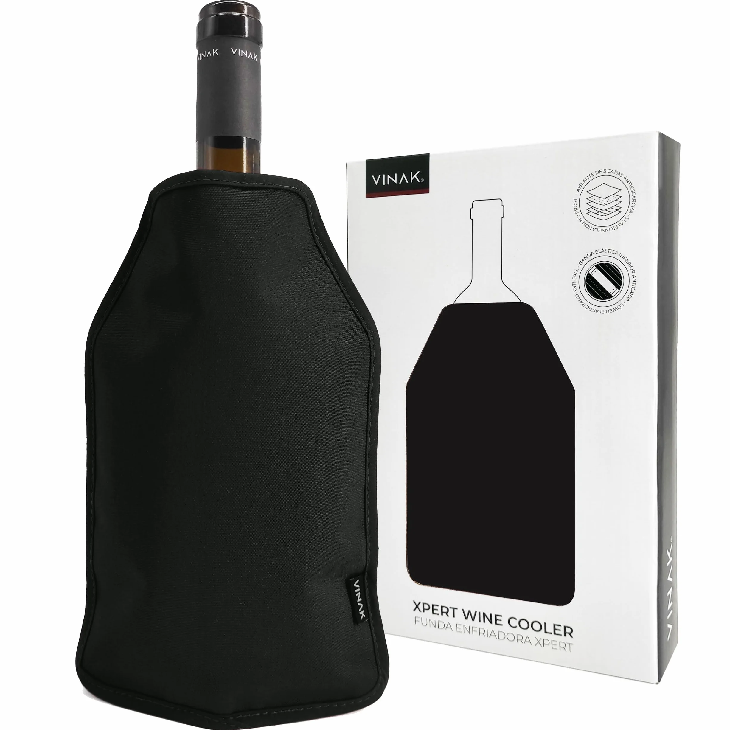 Funda enfriadora XPERT para botellas de vino Negro 5 capas aislantes