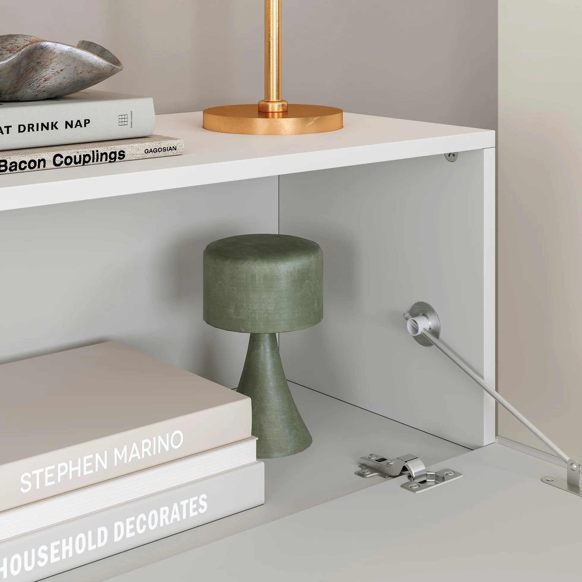 [en.casa] Mueble de TV Evaton Armario Flotante Estantería de Pared con 2 Compartimentos Consola de Entretenimiento Multimedia 160 x 32 x 30 cm - Blanco Alto Brillo