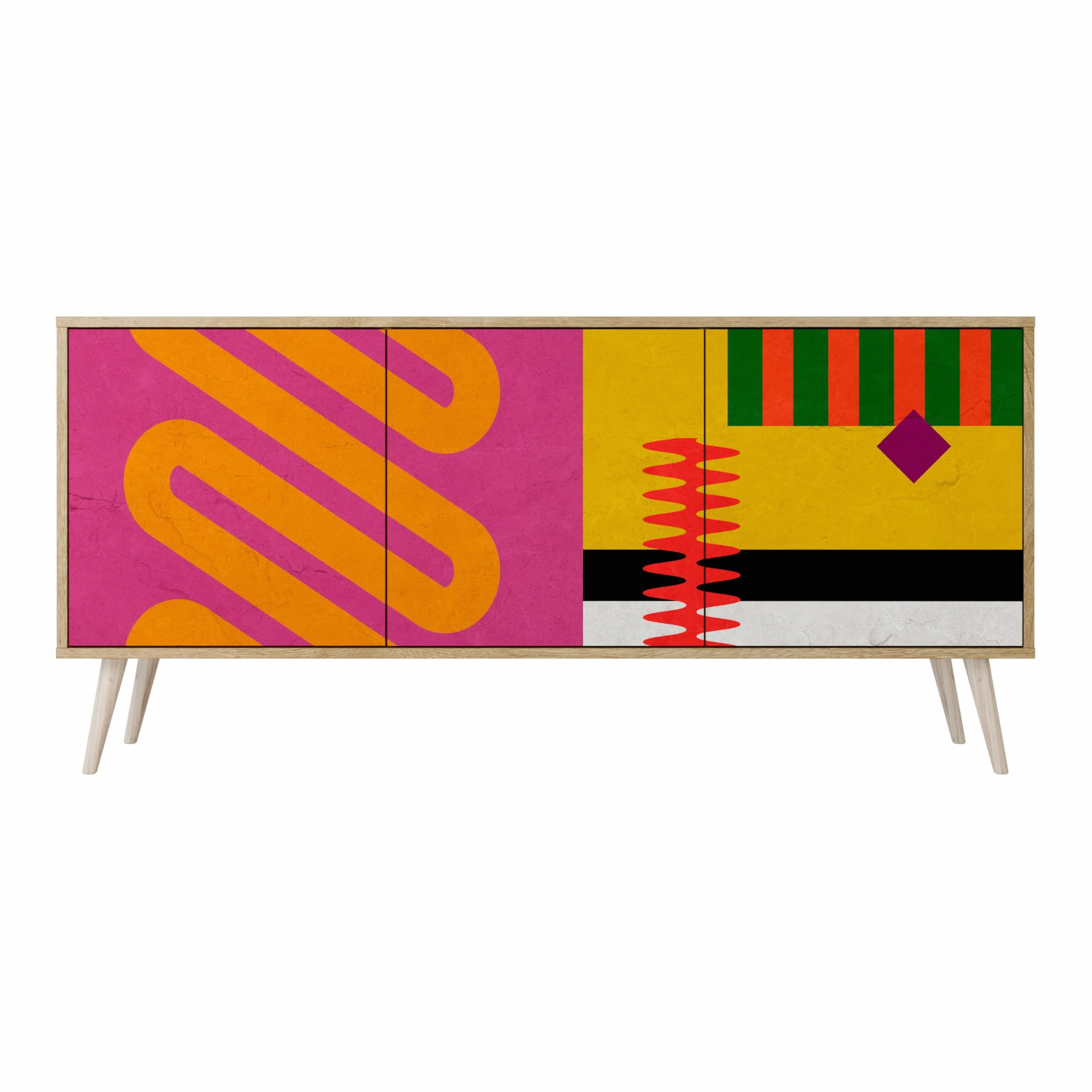 Cómoda Moderna 3 Puertas - Mueble Auxiliar para Salón, Dormitorio Juvenil, Aparador, Diseño Contemporáneo