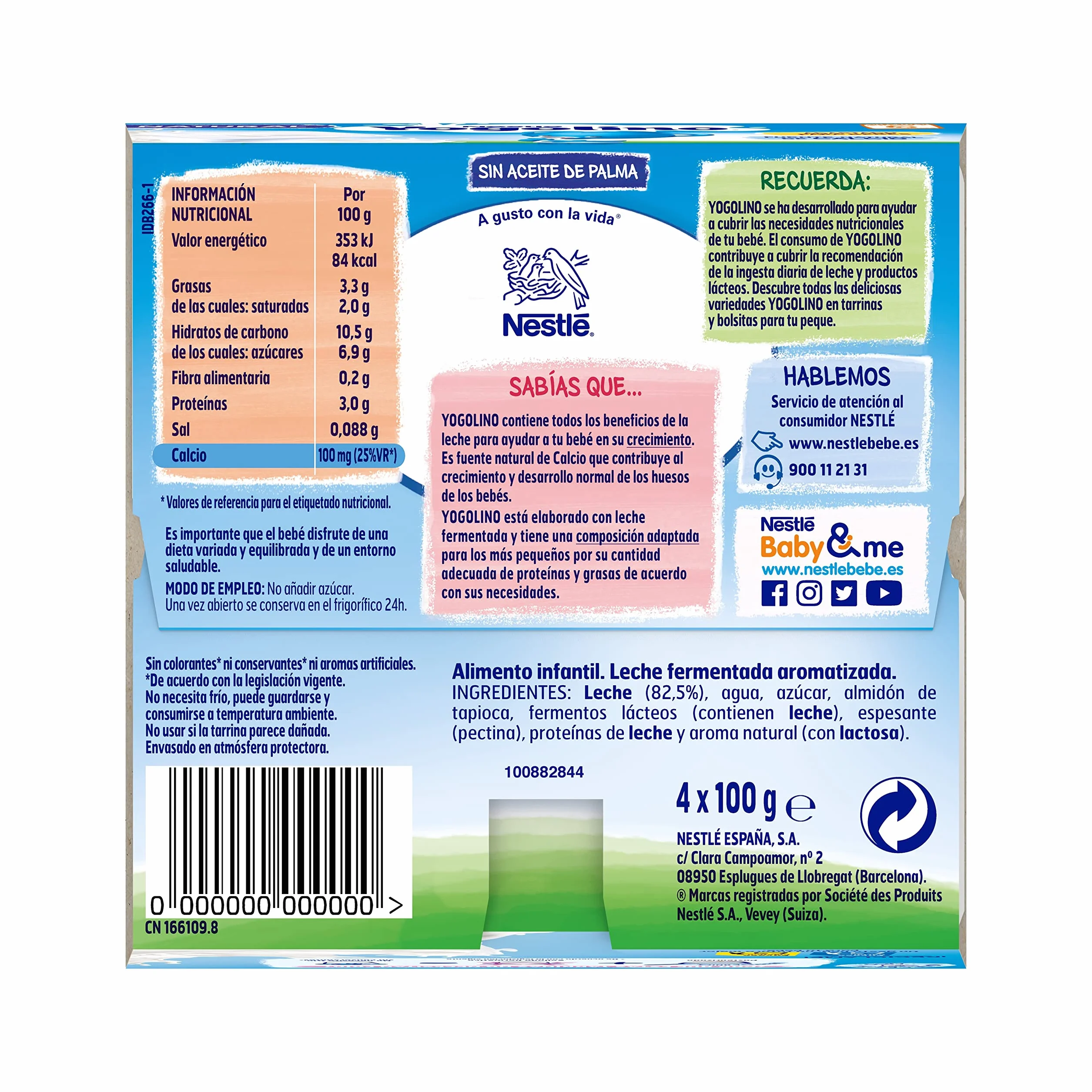 NESTLÉ YOGOLINO Natural, a partir de 6 meses, Pack de 6 (4x100g)