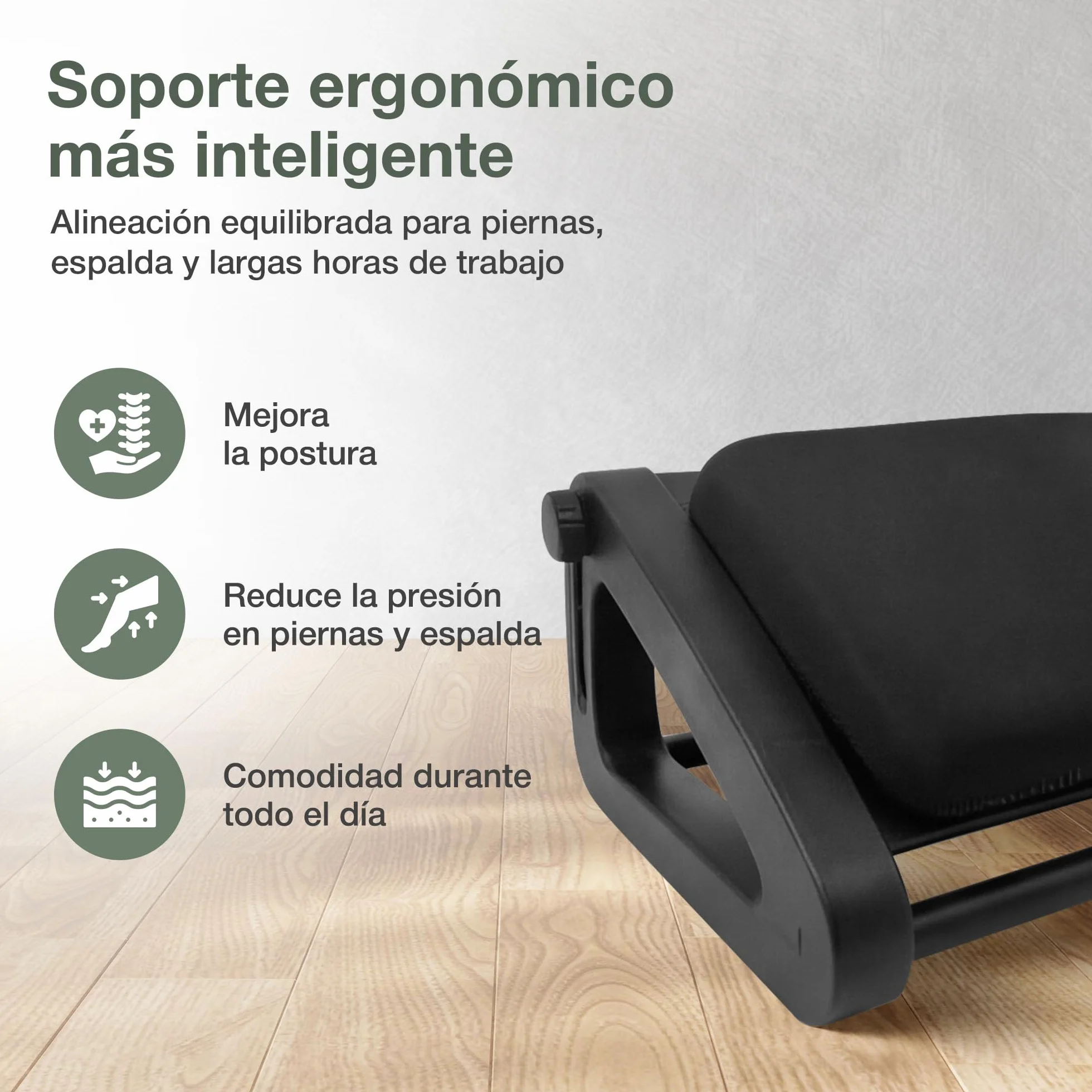 Reposapiés ergonómico con cojín viscoelástico y 6 alturas ajustables para oficina, casa y escritorio