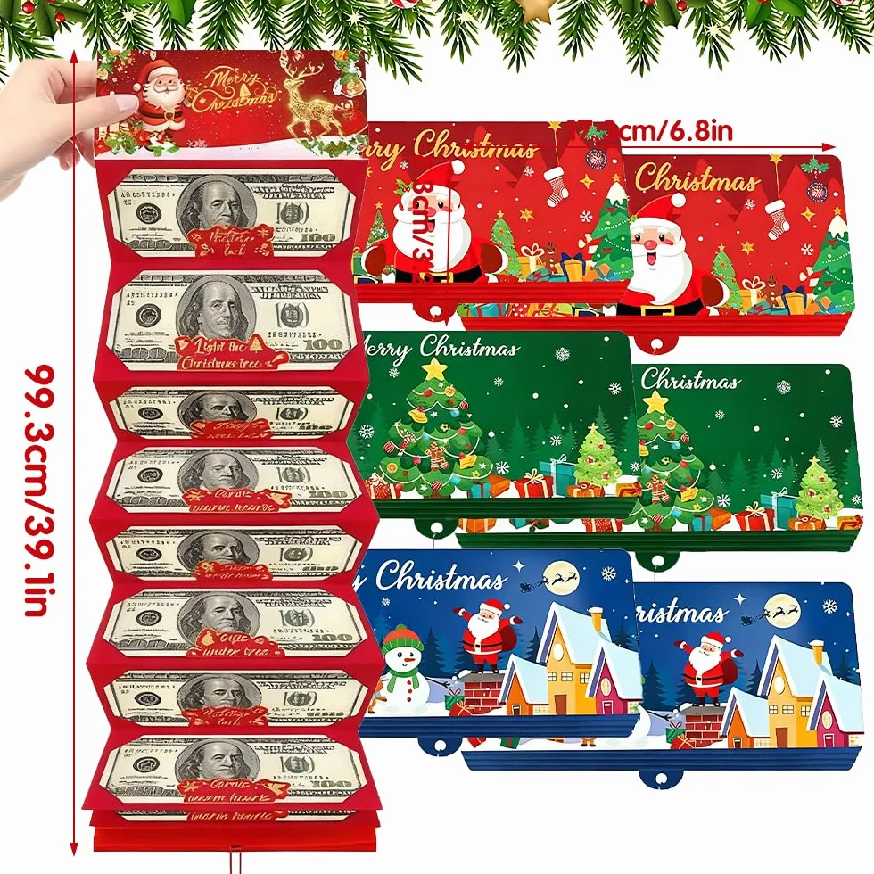 3 unidades de regalos de dinero de Navidad, dinero de Navidad con 10 compartimentos, regalo de dinero, tarjetas de Navidad, soporte para dinero en efectivo, adecuado para familiares y amigos