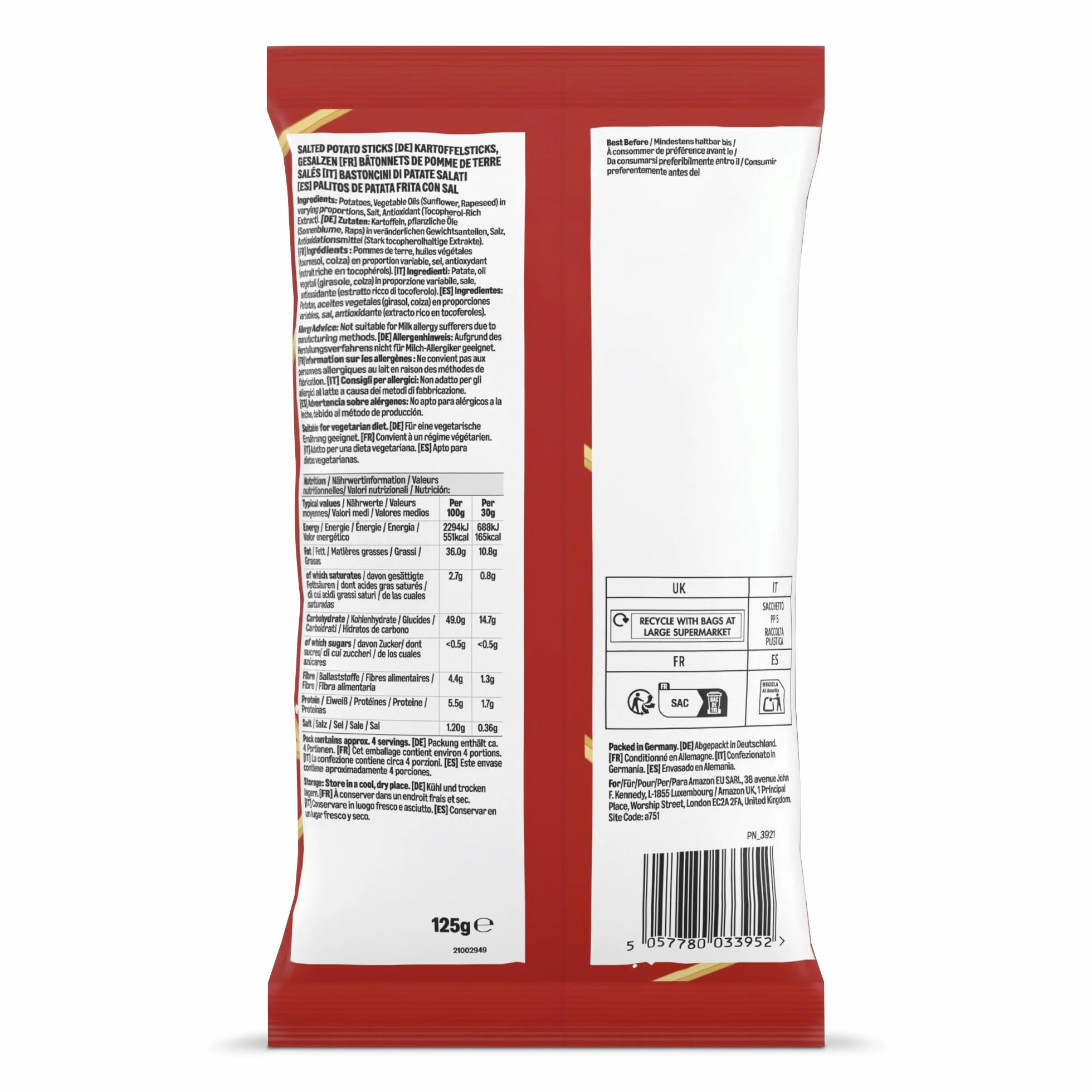 Palitos De Patata Con Sal, 125g