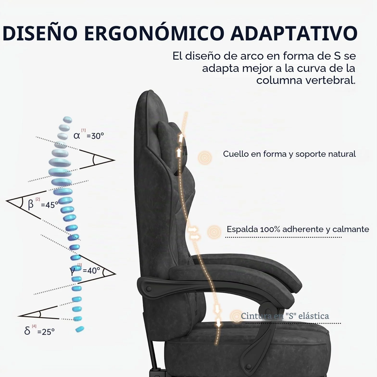 PZDO Silla Gaming Ergonómica Silla de Oficina con Tejido de Alta Tecnología, Silla Gamer Silla Ordenador con Reposapiés, Cadeira Gaming Chair de Ordenador, Adultos, Adolescentes (Negro)