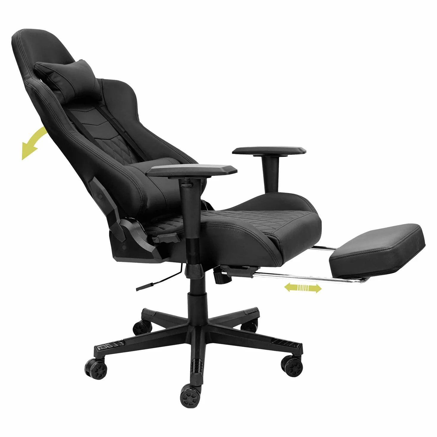 Silla Gaming de Ordenador Dark con Reposapiés y Asiento de Nylon Color Negro