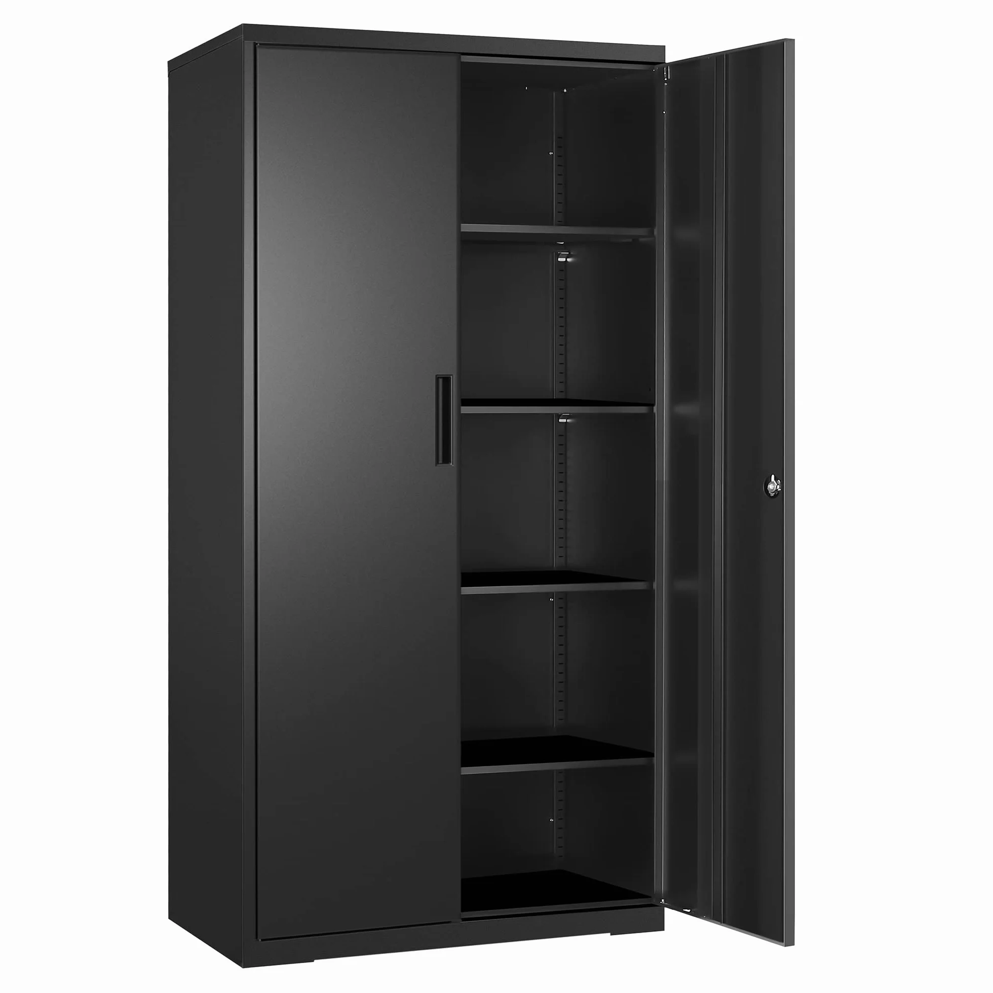 SONGMICS Armario de Garaje 5 Estantes 2 Puertas 40x80x180 cm Negro Mate OMC015B01