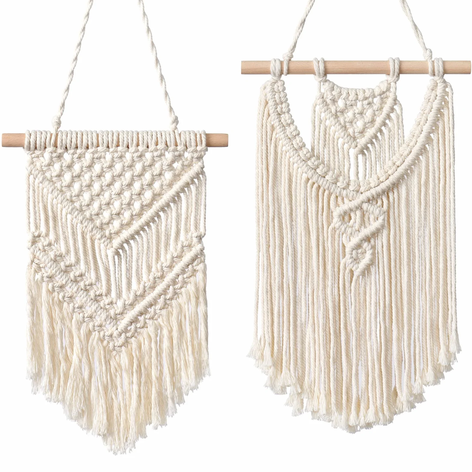 LOMOHOO 2 Piezas Tapices de Macramé para Colgar en la Pared Pequeños Tapices Tejidos Arte de Pared Decorativo - Ideales para decoración bohemia del hogar, apartamento, habitación infantil