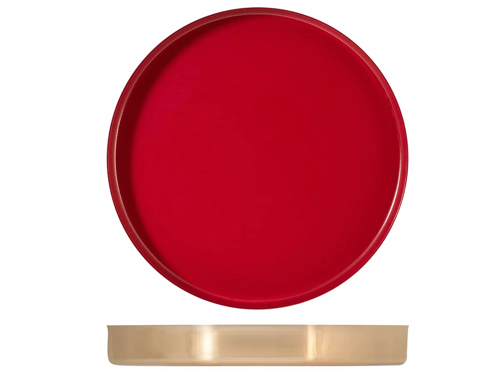 H&H Vassoio Inox Tondo Rosso Cm 35