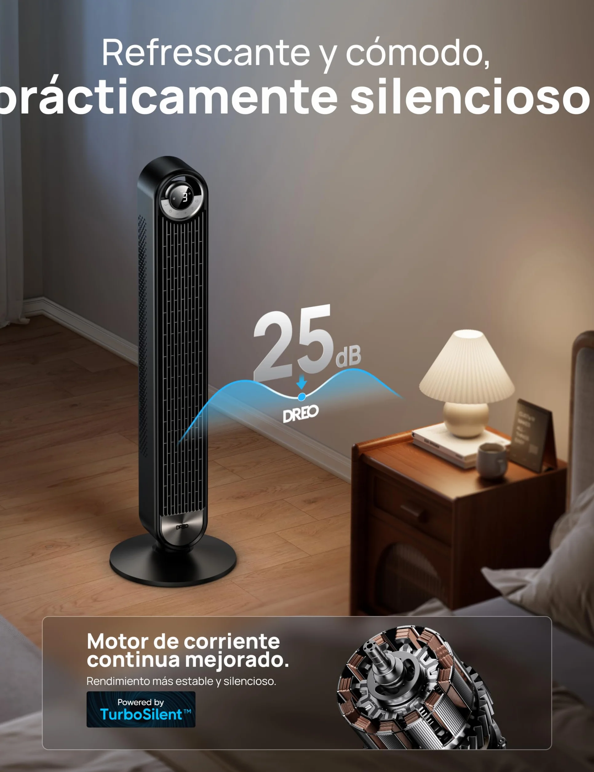 Dreo Ventilador de torre inteligente Cruiser Pro 106 cm, WiFi Alexa, oscilante de 90°, 9 ajustes de velocidad, temporizador de 12 horas, control APP, control por voz, mando a distancia, pantalla LED