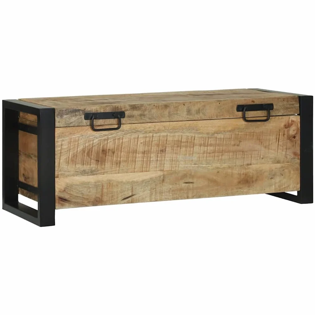 vidaXL Baúles de Almacenamiento 80 x 30 x 30 cm Madera Maciza de Mango, Almacenamiento para Dormitorio, cofres rectangulares, Estilo Industrial, solución rústica para tu Loft