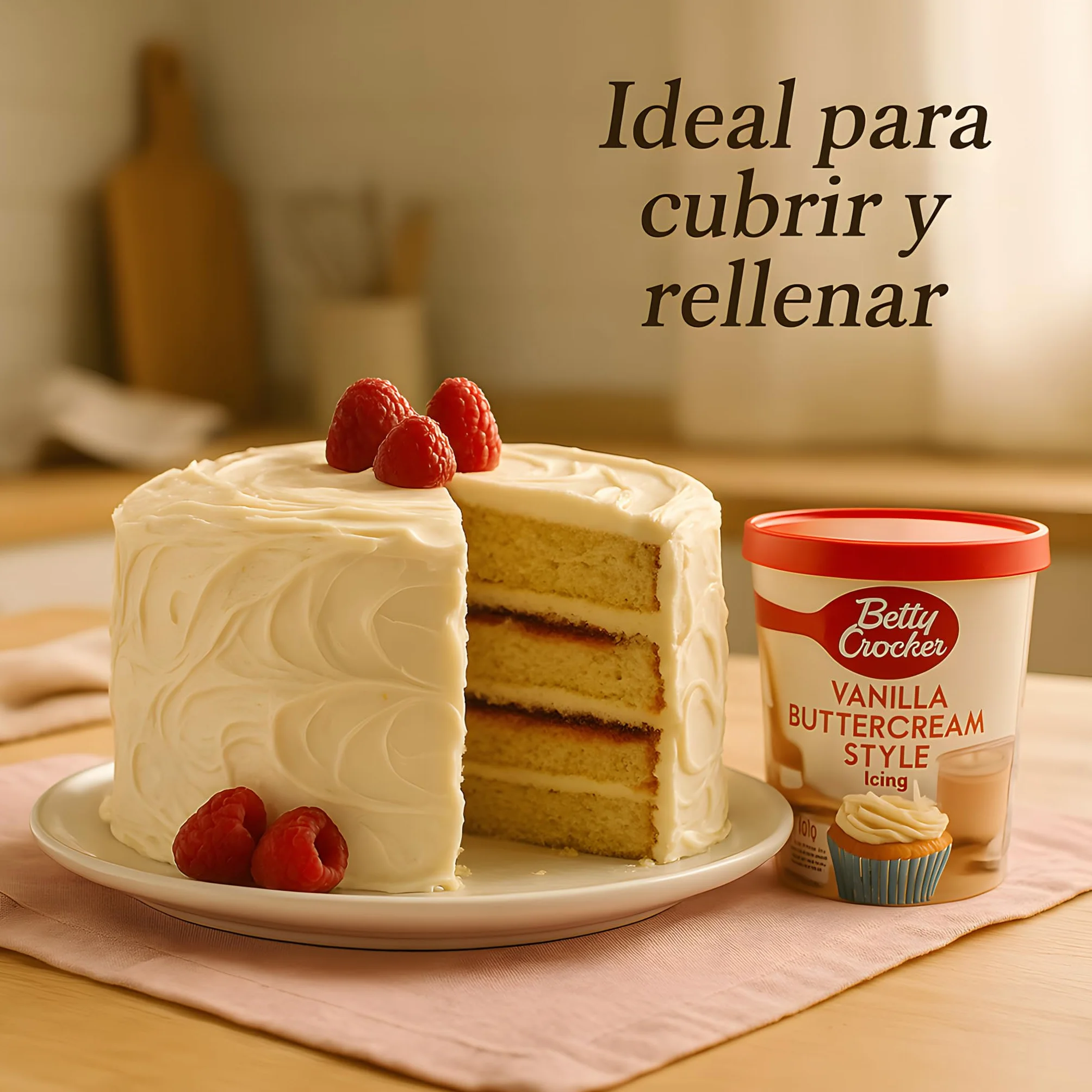 Betty Crocker Vanilla Buttercream Icing, Frosting de Vainilla Cremoso para Pasteles y Cupcakes