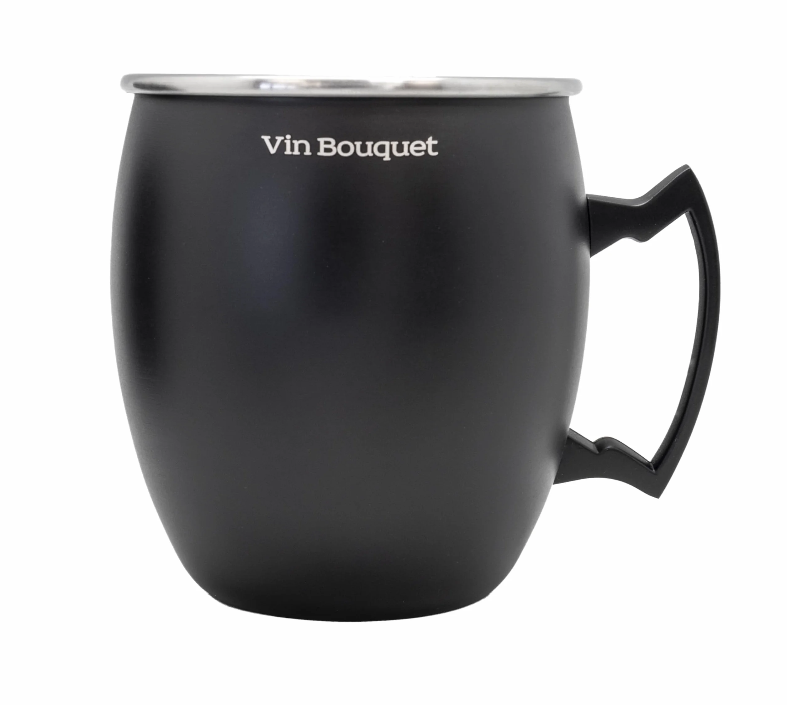 VB VIN BOUQUET FIK 1470 Taza de Cóctel Negra 450 Ml Estilo Moscow Mule Acero Inoxidable