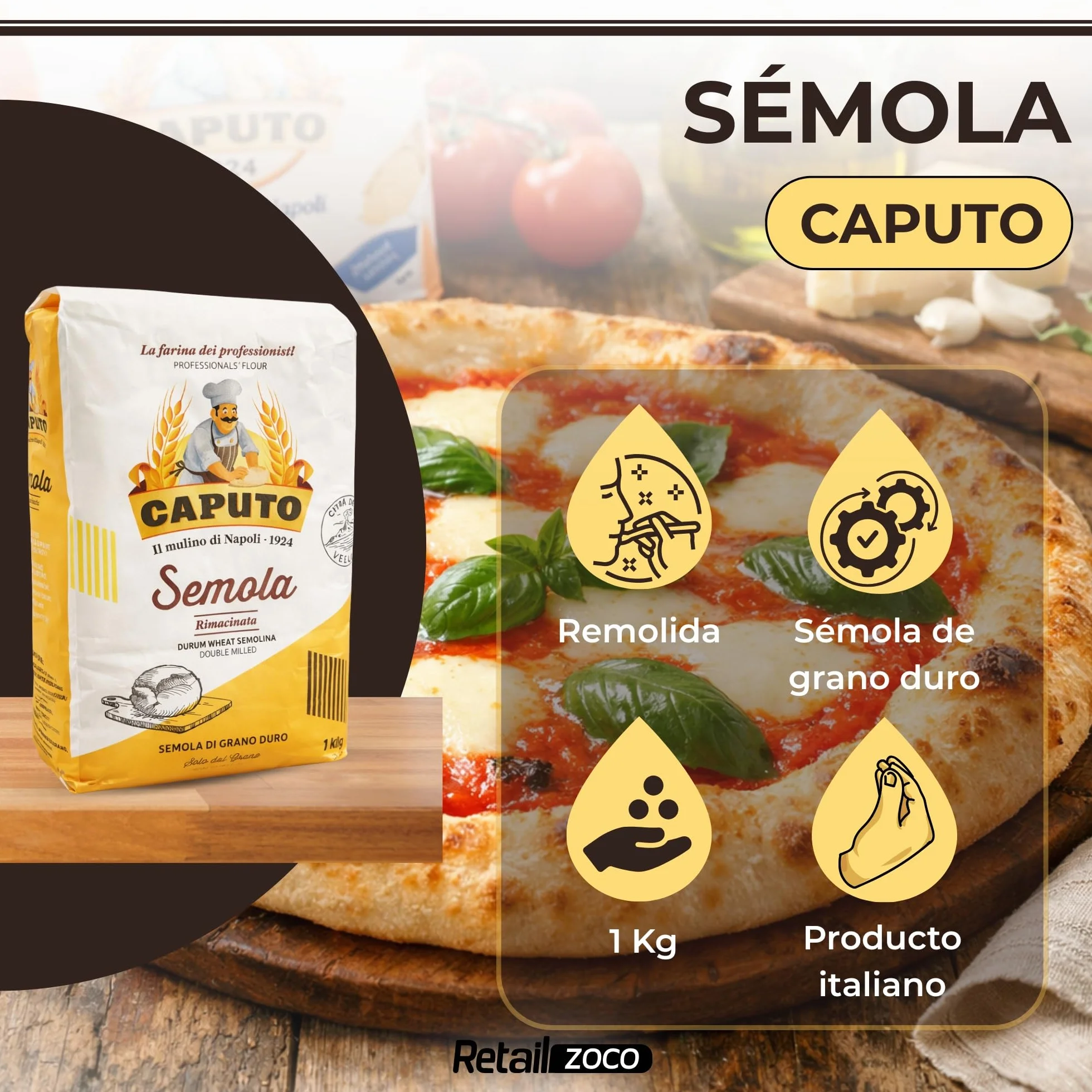 Semola Caputo Di Grano Duro Rimacinata 1 kg 3 sztuk Harina Italiana do Pasty