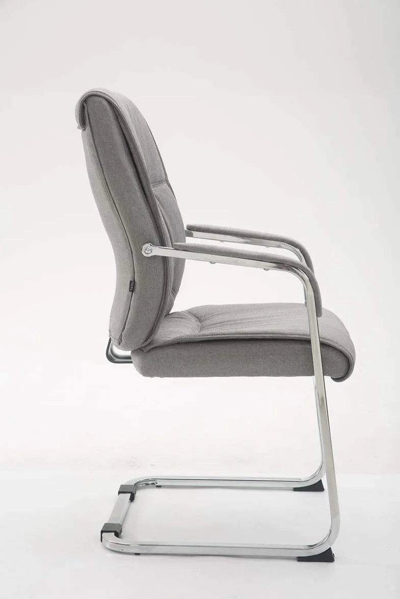 CLP Silla De Conferencia Anubis En Tela I Silla De Reunion En Estilo Cantiléver I Silla De Oficina Sin Ruedas & con Base De Metal, Color:Gris