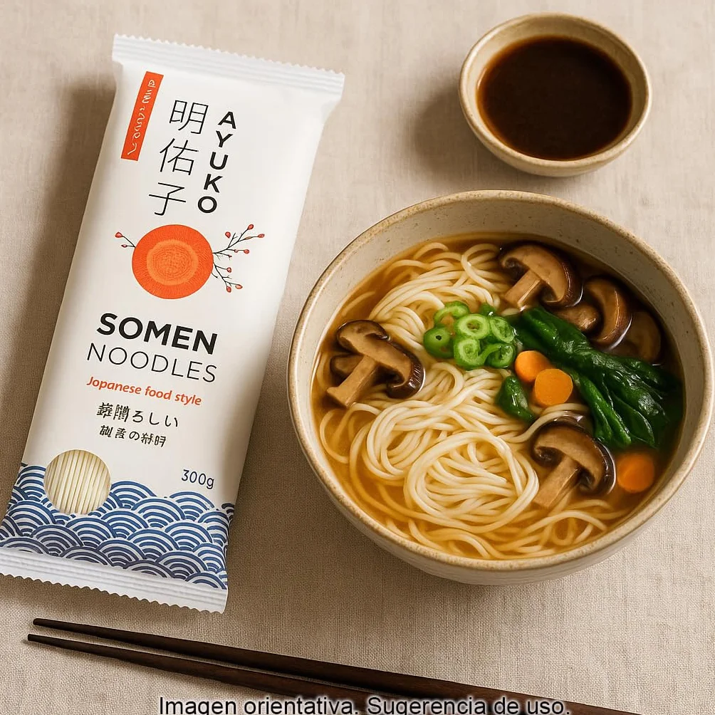Fideos Somen Japoneses Finos 300 g Pack 3 Bolsas Noodles de Trigo Cocción Rápida