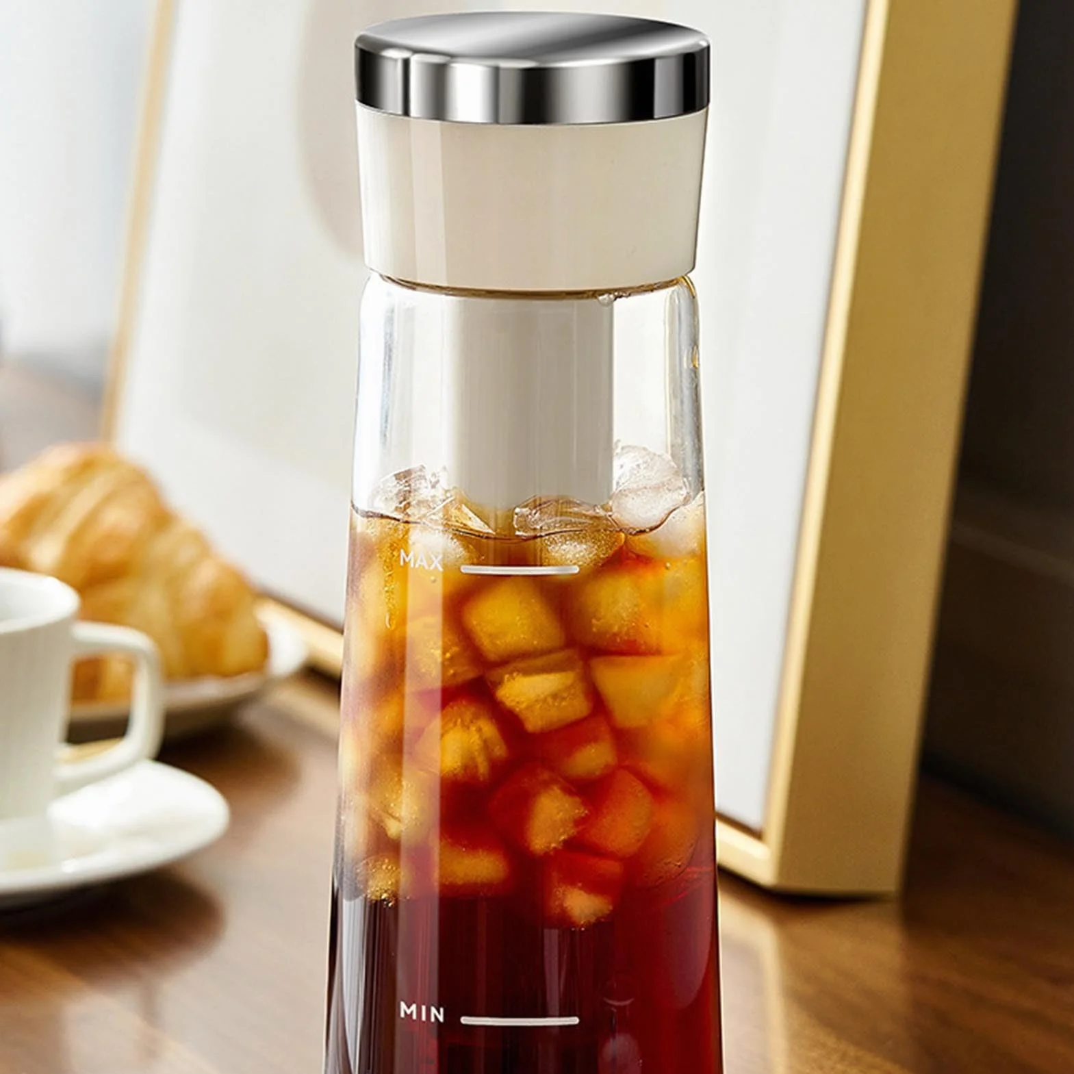 Cold Brew Coffee Maker, Prensa Tipo Brewing Olla, Máquina de Tragaperras Múltiples, 3,34 x 9,76