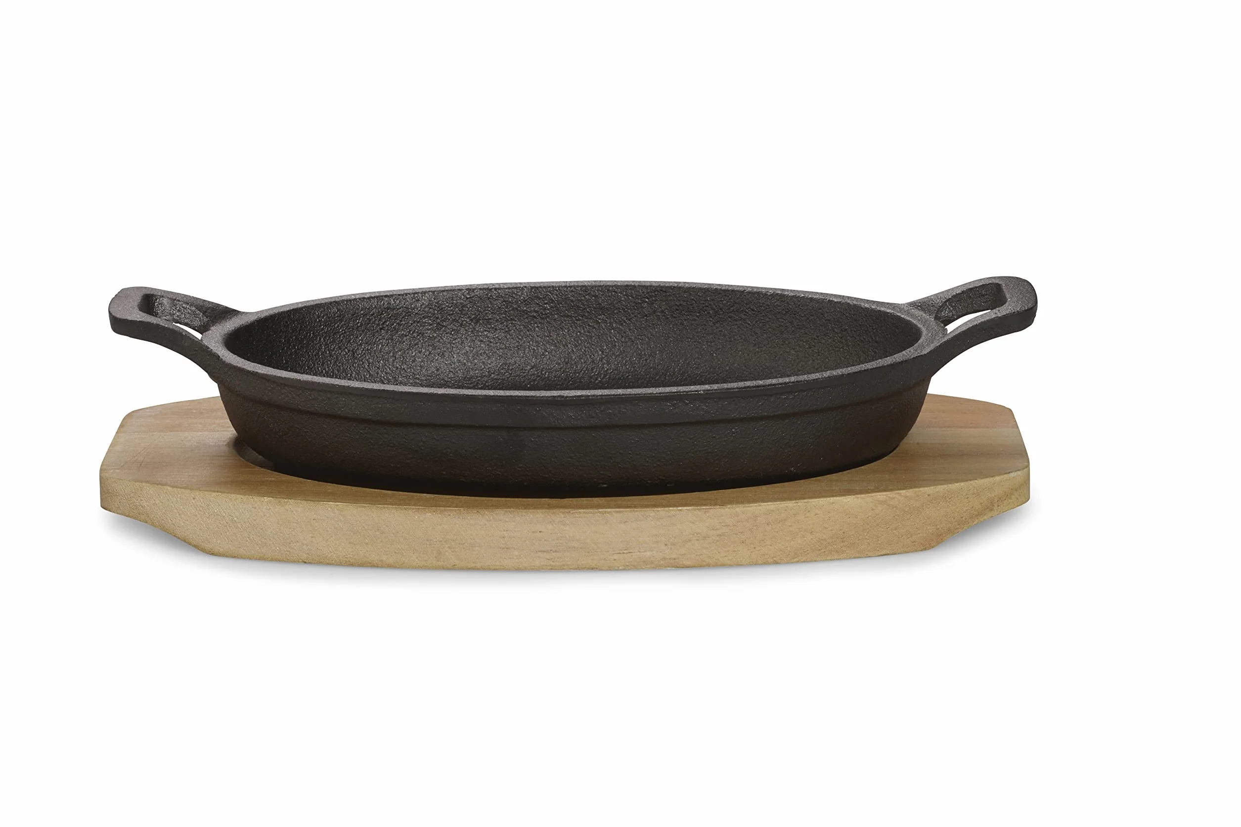 ECHTWERK Juego de 4 fuentes de hierro fundido, fuente de servir, cazuela con tabla de servir, sartén grill, ya cocida, apta para hornos, parrillas y barbacoas, ideal para servir, Gran edición