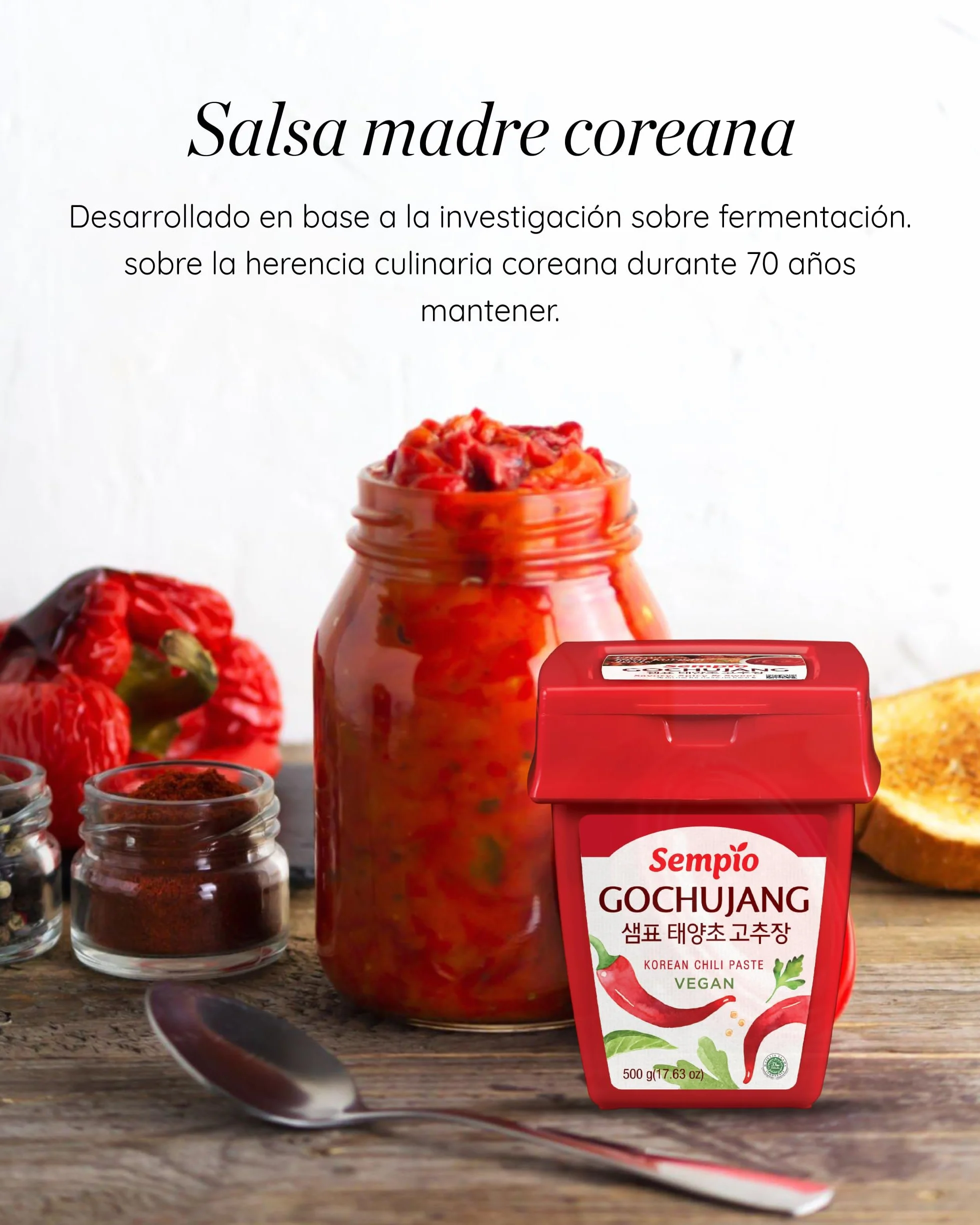 Pasta de Chile Coreana Sempio 500g - Salsa de Pimienta Roja Dulce y Picante para Tteokbokki