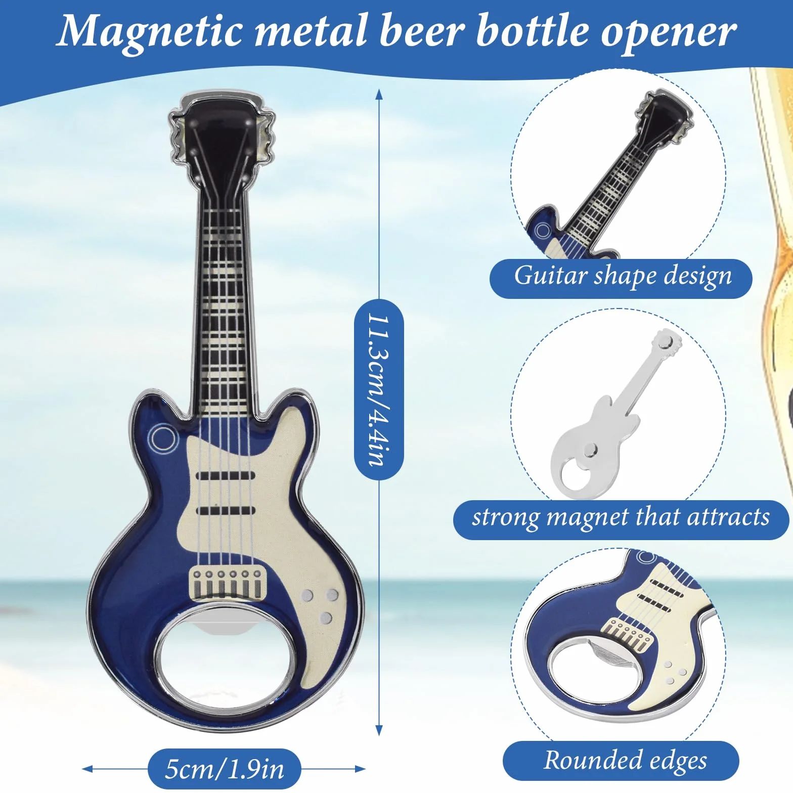 Abrebotellas Con Forma De Guitarra,2 Pieza Botellas de Acero Inoxidable, Abridor de Botellas de Guitarra con Imán, Abridor De Botellas Creativo, Regalos de Música para Hombres